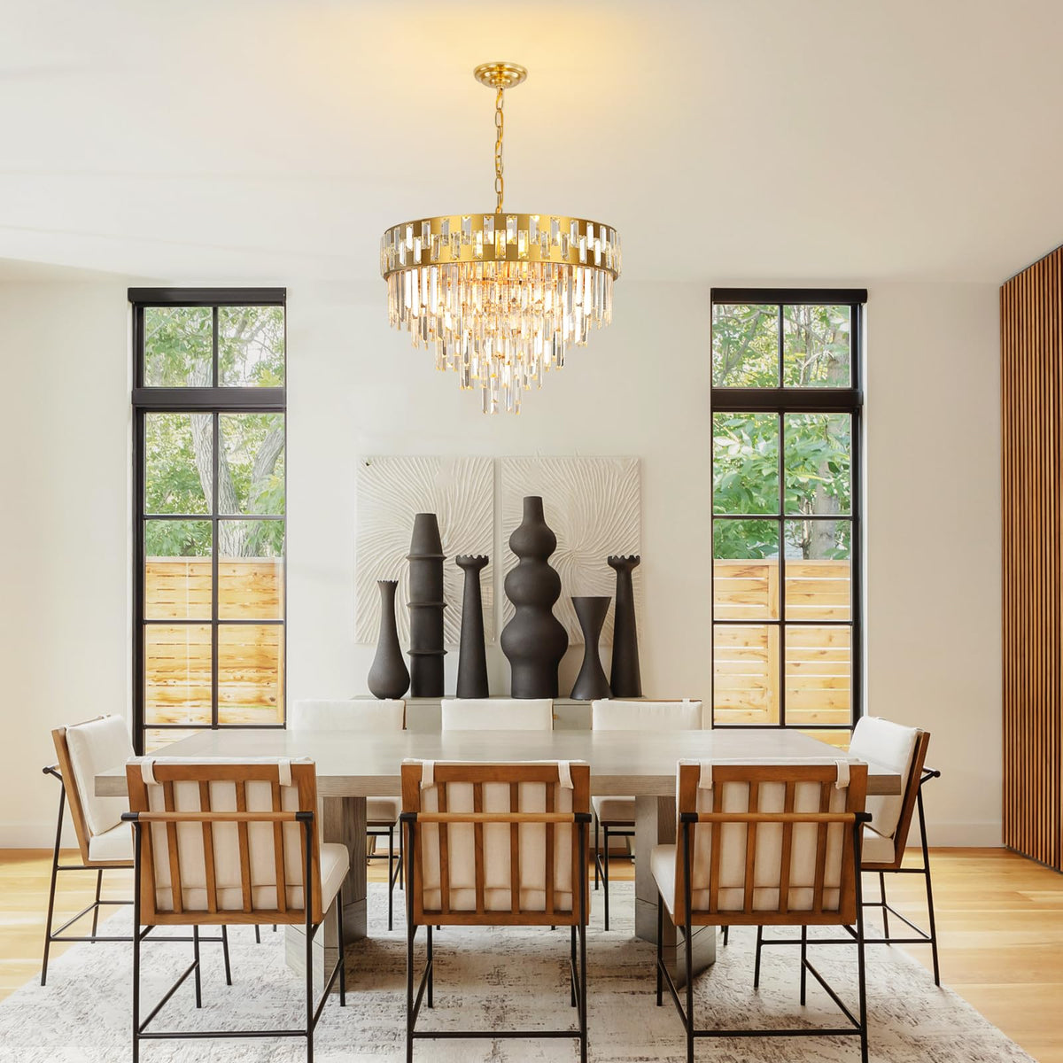 AKDXIRUN Gold Crystal Chandelier - Modern 5-Tier Pendant Light, Stainl ...
