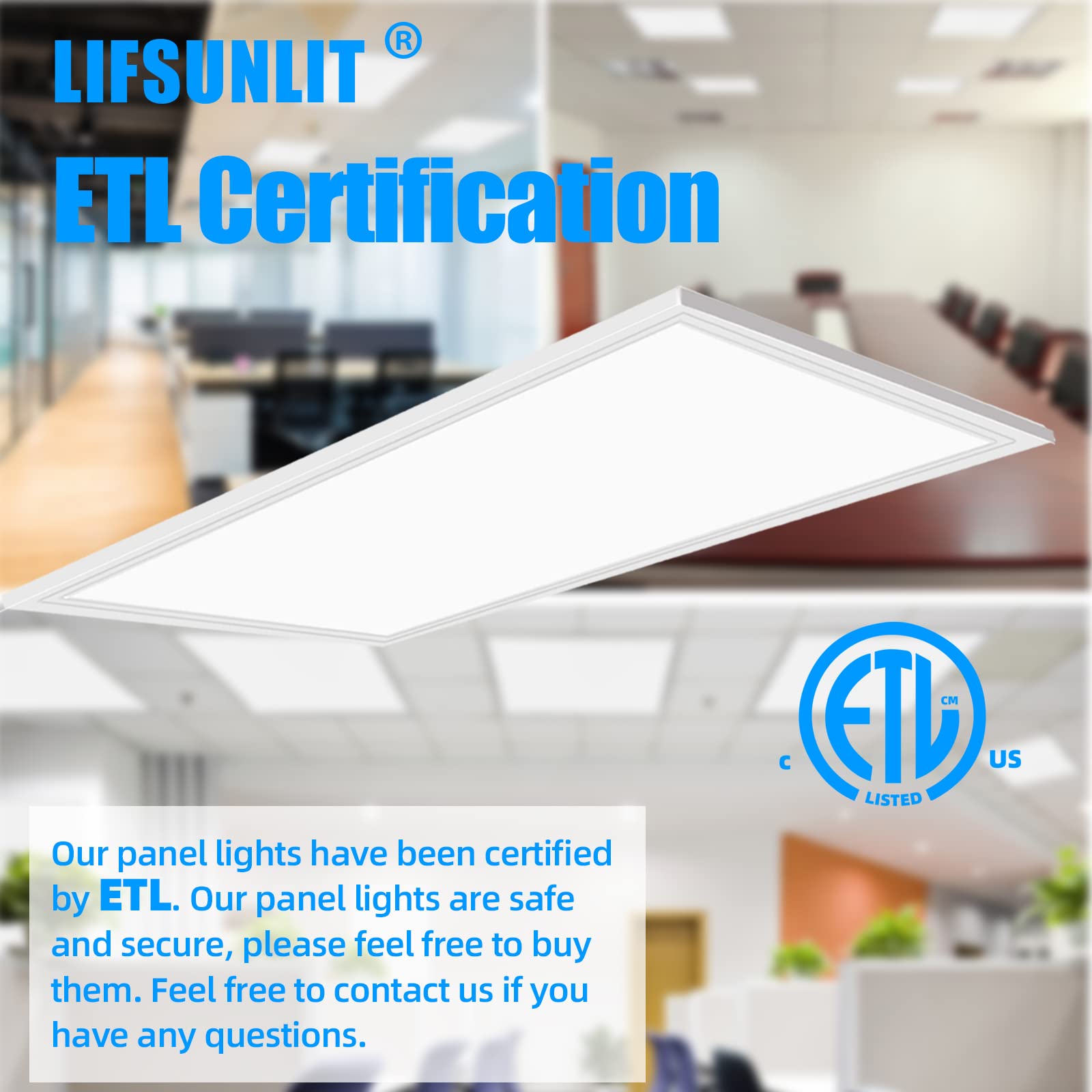 Lifsunlit 2X4 Ft Led Flat Panel Light,2Pack, 7800 Lumens,5000K Daylight White Color,0-10V Dimmable Drop Ceiling Lights,Etl Liste