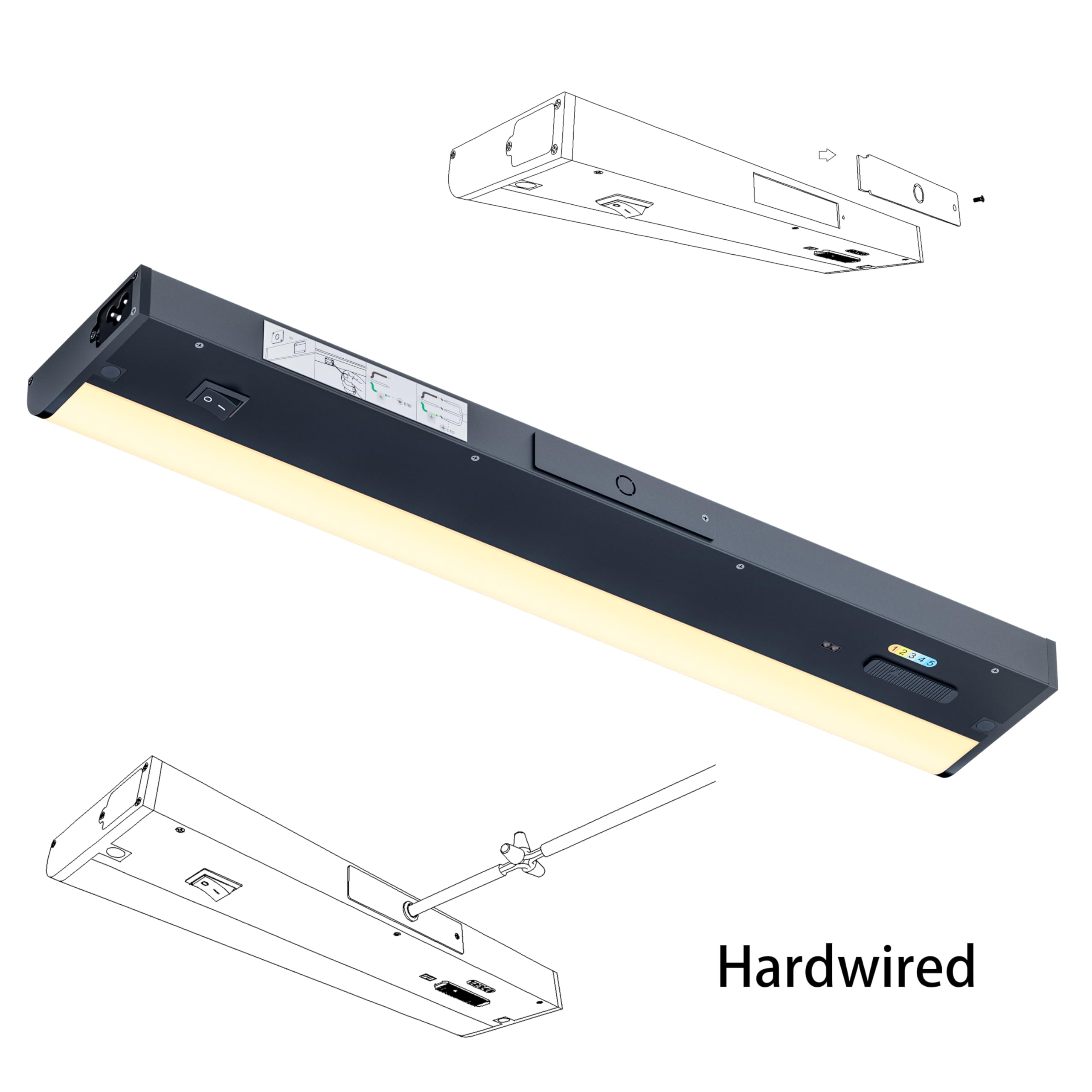 Lampaous Under Cabinet Lighting Hardwired 120V 5Cct Color Selectable, Sensor Activated, Dimmable Under Cabinet Lights For Kitche