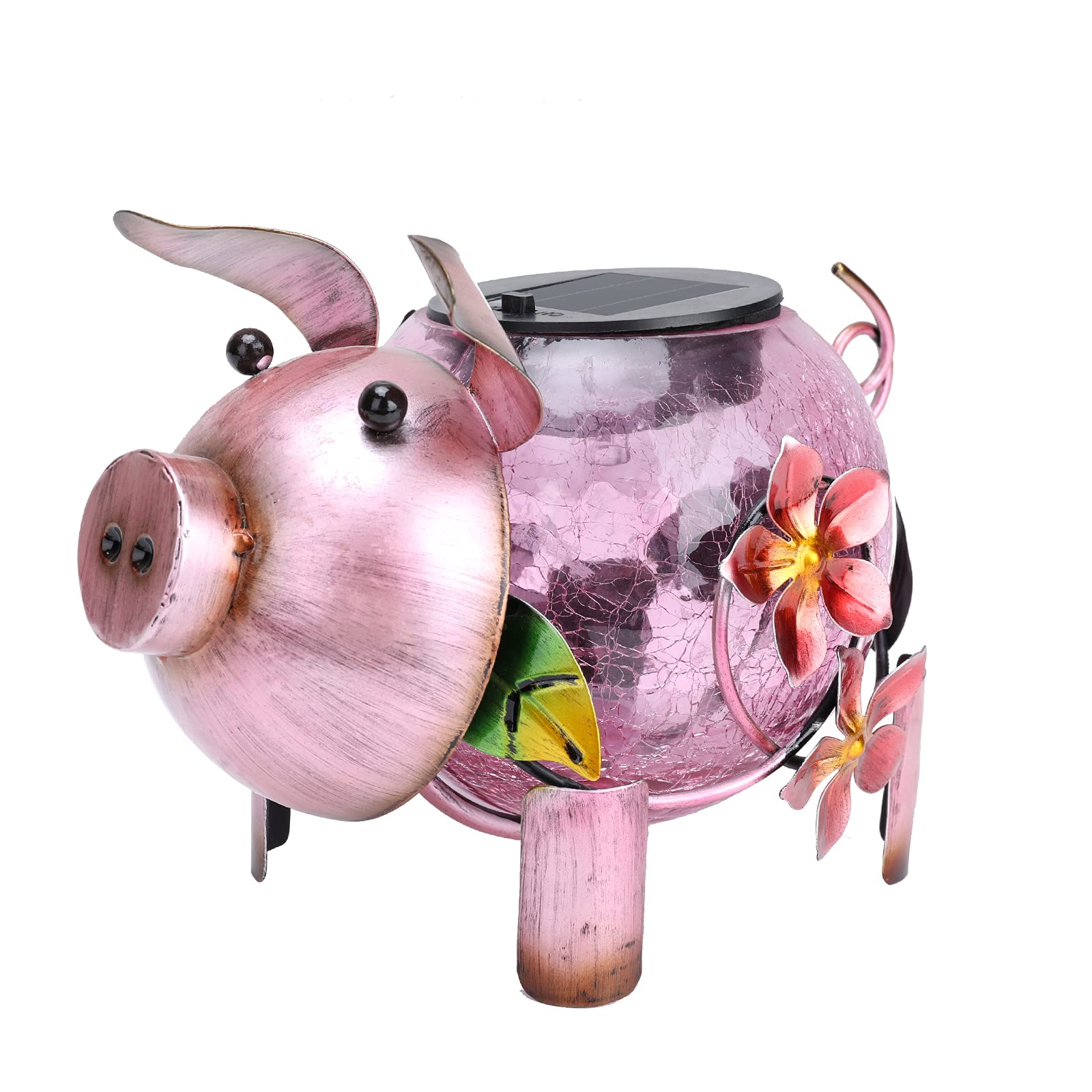 MUMTOP Solar Lantern - Waterproof Pink Glass Decorative Tabletop Ornament for Garden - Model 4267150