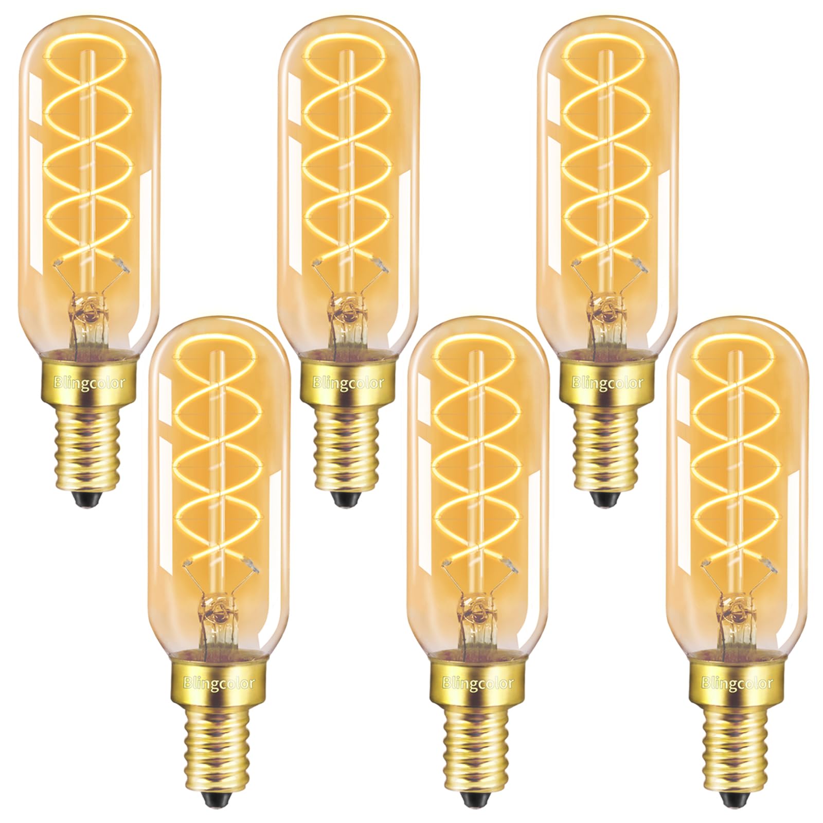 Blingcolor Dimmable E12 Led Edison Candelabra Bulbs 40 Watt Equivalent, 6 Pack E12 4W Led Candelabra Amber Warm Light Bulbs 2200