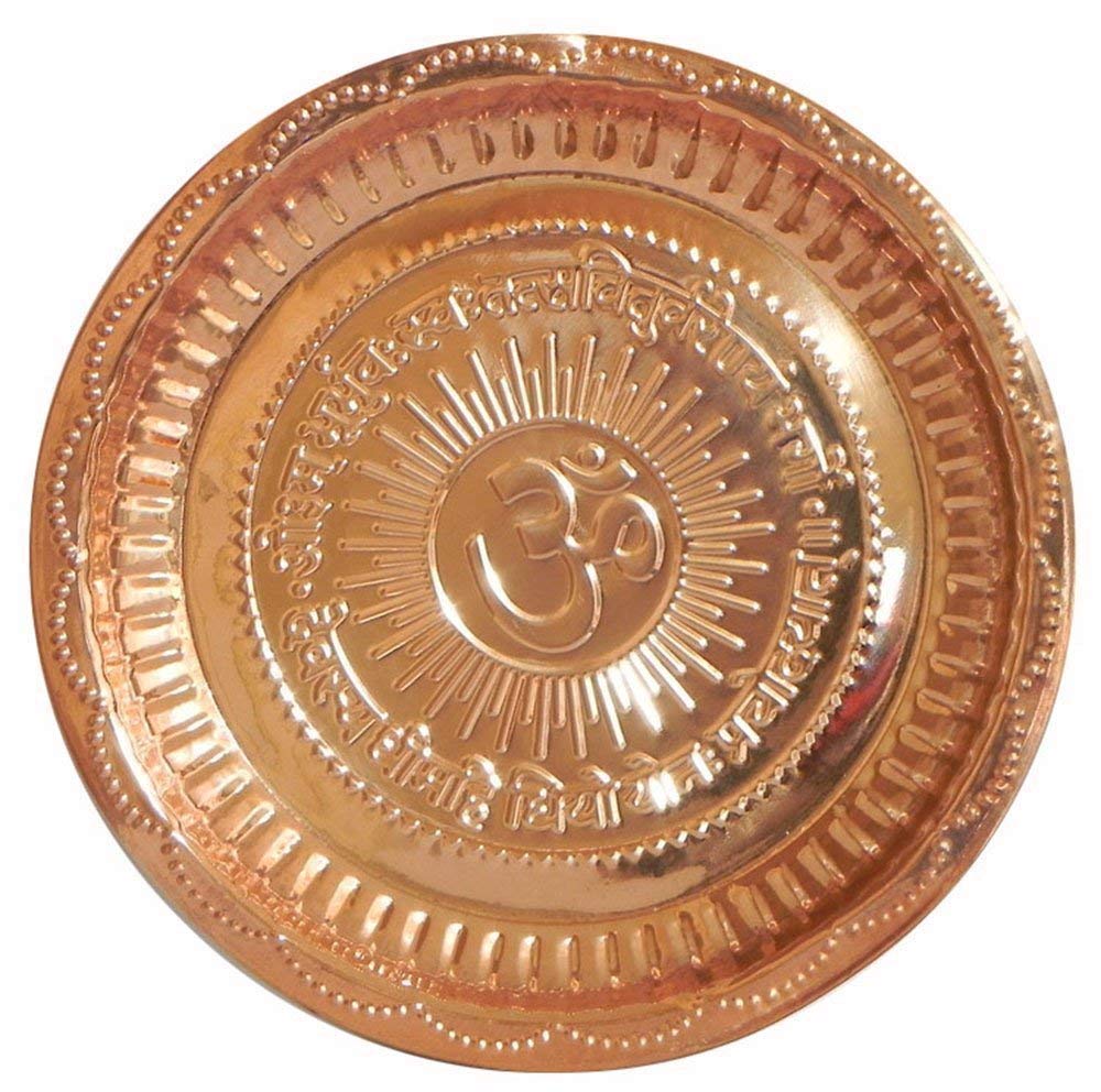 SIYAA Combo of Copper Puja Thali, Lota Kalash and Kubber Deepak for Diwali Pooja Items (Pack of 3)
