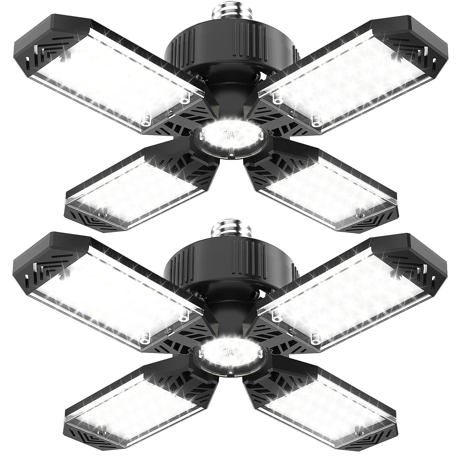 Garage Light - 2Pack 130W 13000Lm Deformable 4+1 Panel Led Garage Light With Led Transformer, E26/27 Base, 6500K Daylight White Garage Lights Ceiling Led For Garage, Factory, Warehouse, Storage Room