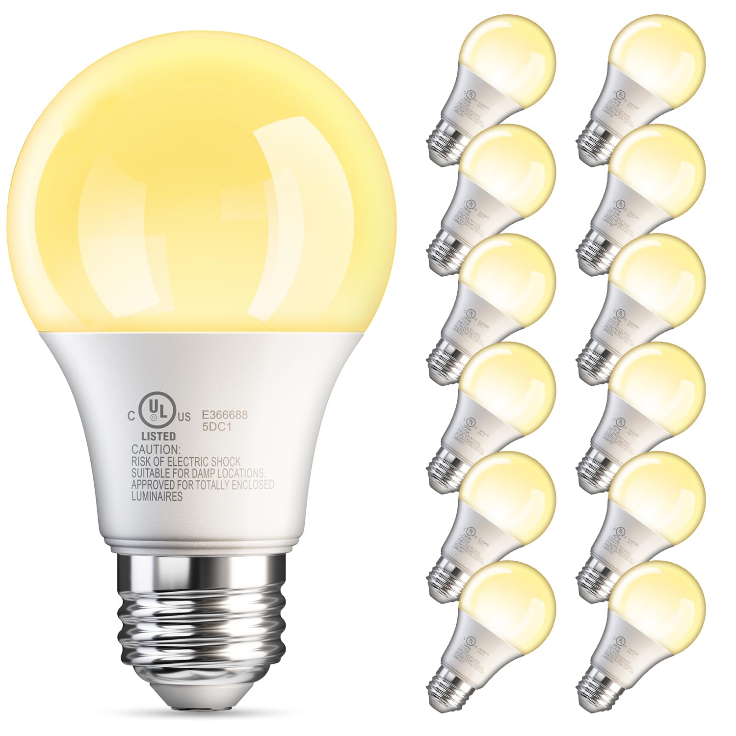 Tjoy 12 Pack A19 Led Light Bulbs, 60 Watt Equivalent Led Bulb, Efficient 9W, Soft Warm White 2700K, E26 Standard Base, Non Dimma