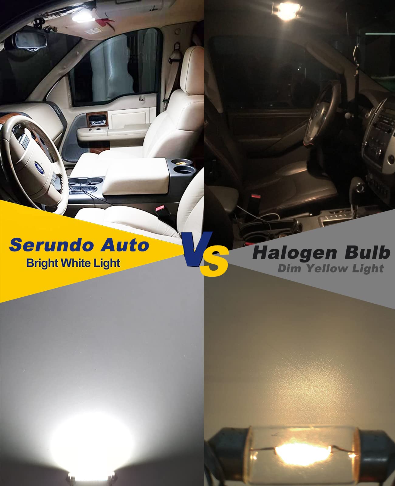 Serundo Auto 578 Led Car Bulb 211-2 Led Car Bulb 41Mm 42Mm 1.65In 212-2 Led Car Bulb For Car Map Light Dome Light, 22Smd 3014 Chips 6000K White Super Bright Interior Led Car Bulb,Pack Of 6Pcs