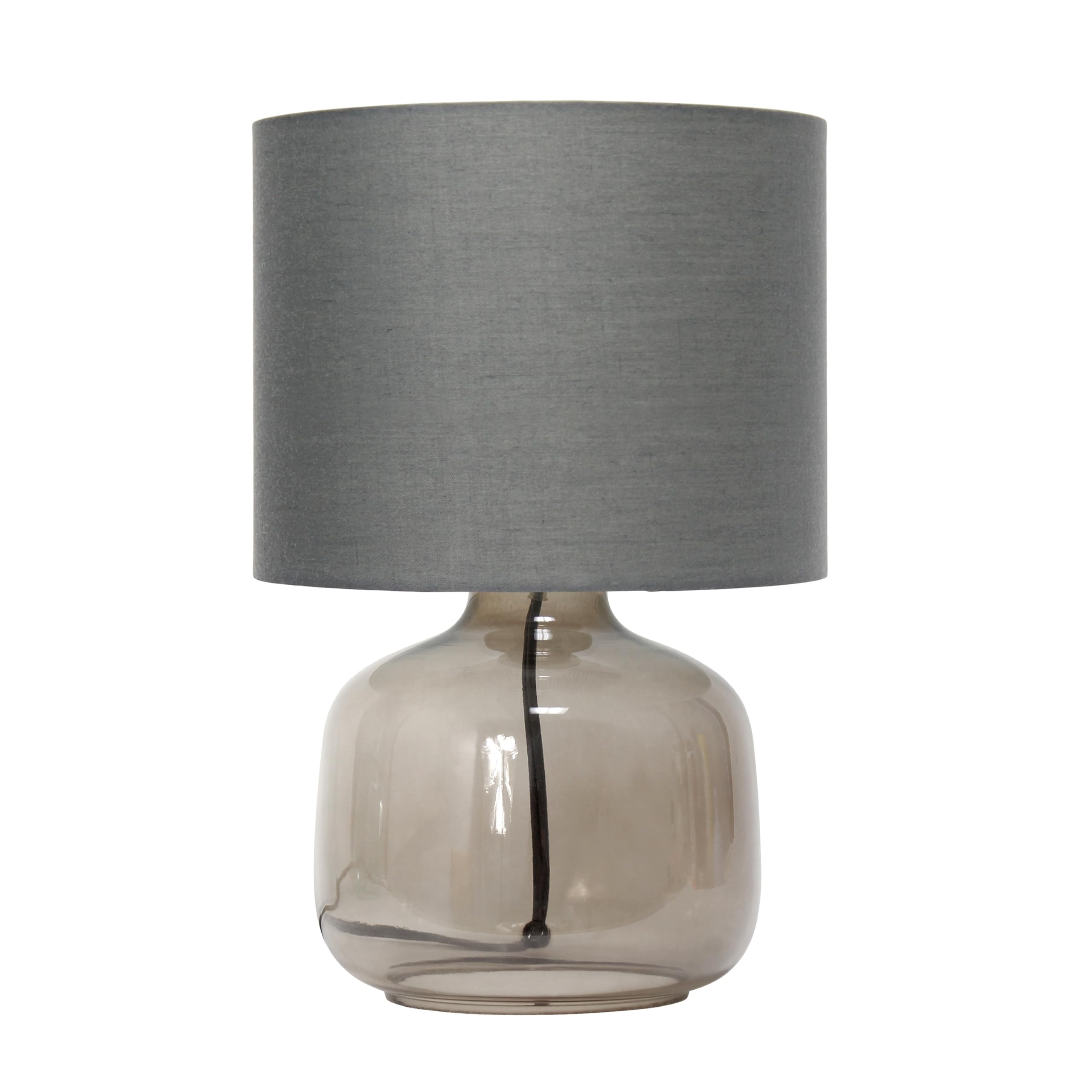 Simple Designs Lt1211-Smg 13.75'' Contemporary Glass Table Lamp, Smoke Gray With Gray Shade