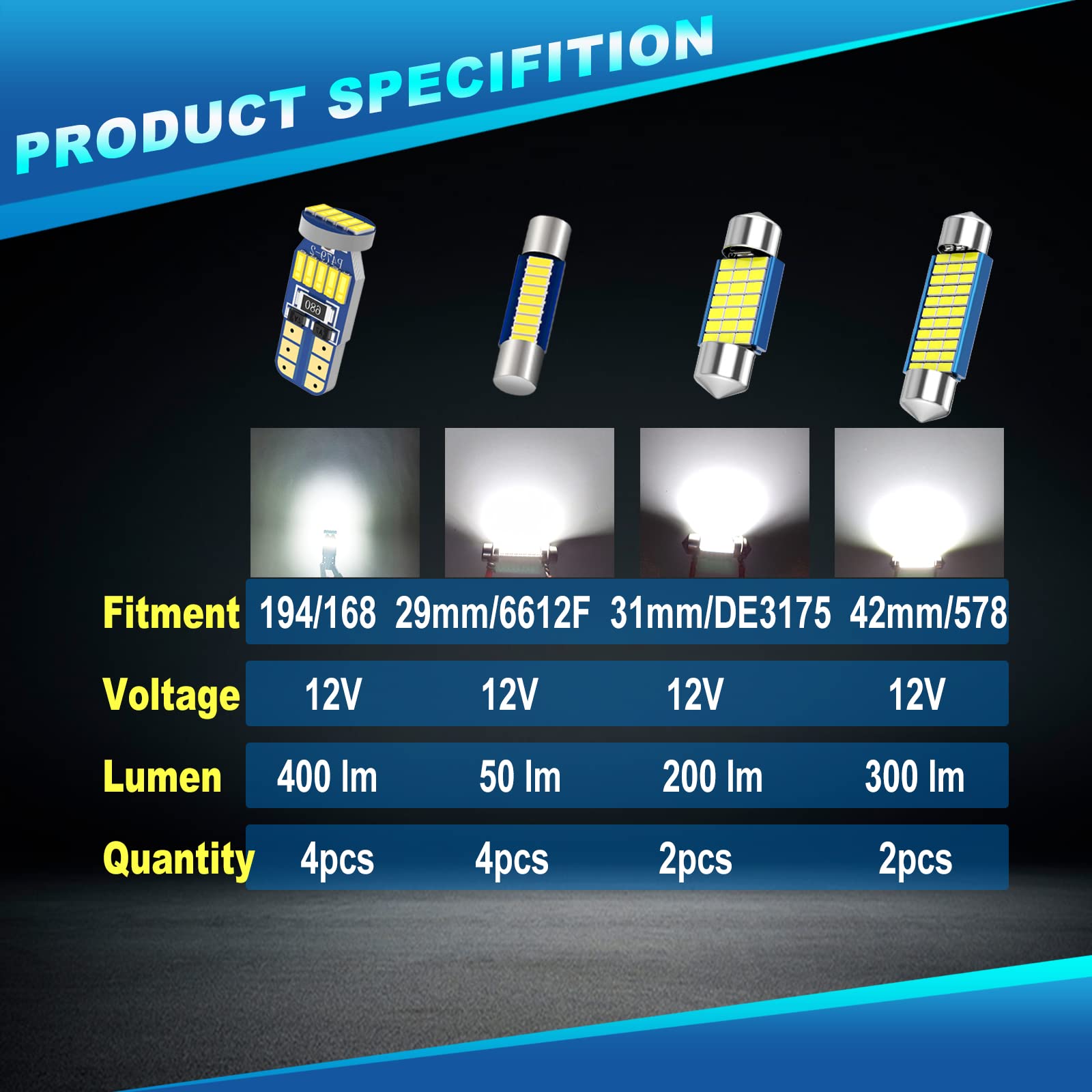 Weimeltoy Led Interior Light Kit Package For Toyota Tacoma 2005-2021 Interior Map Dome Lights + Vanity Mirror Lights + License Plate Lights + Install Tool (12Pcs Led Bulbs Total)