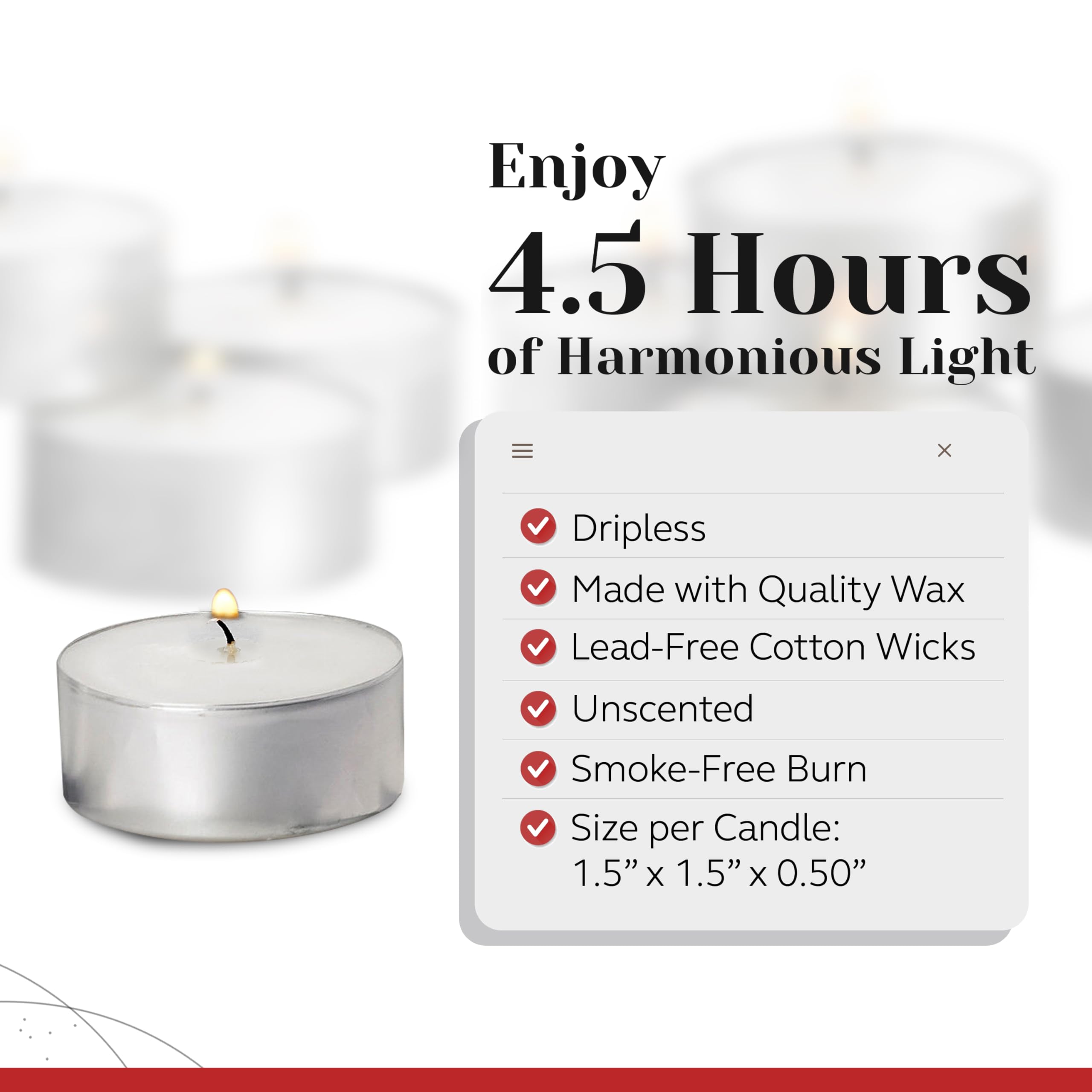 200 Pack Tealight Candles In Metal Cups - Clean White Unscented With 4.5 Hour Long-Burning Time - Bulk Votives For Romantic Dinners, Weddings, Spas & Hotels By Parnoo