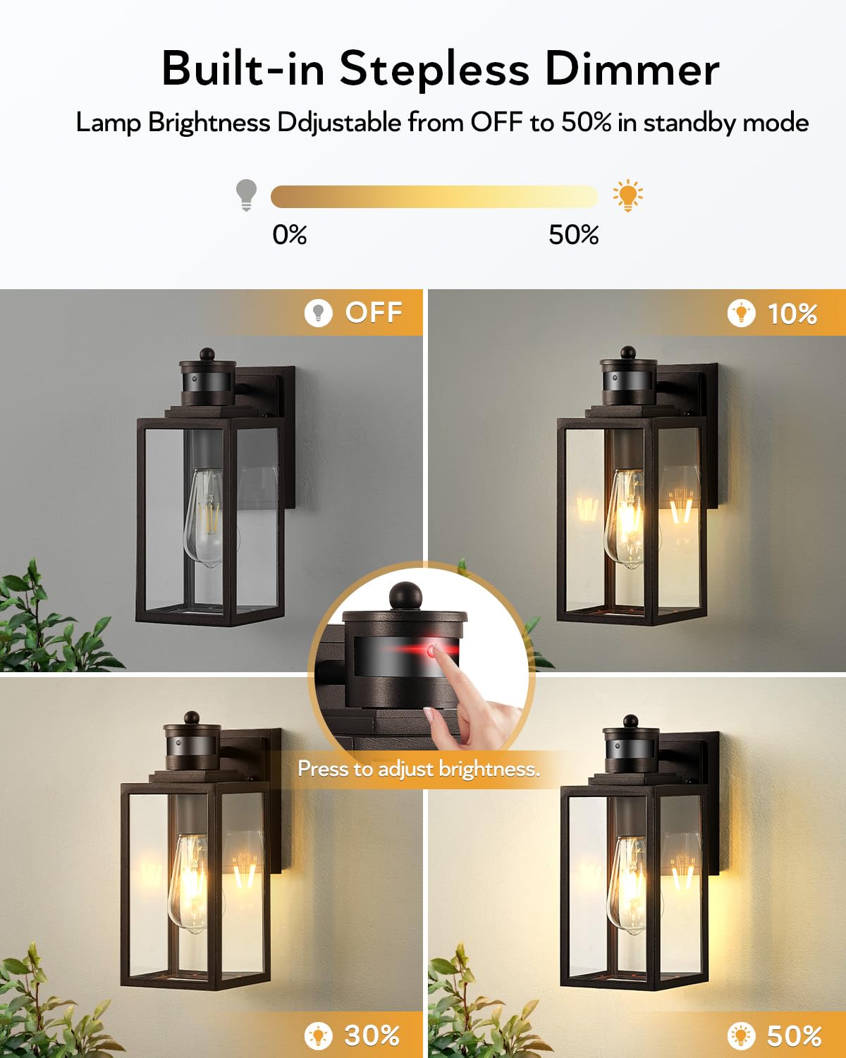 Vianis Motion Sensor Outdoor Wall Lights, Oil-Rubbed Bronze Dawn To Dusk Exterior Garage Light Fixtures, Aluminum Outside Porch Lights For House Wall Mount, Modern Outdoor Sconce Wall Lantern Lamps