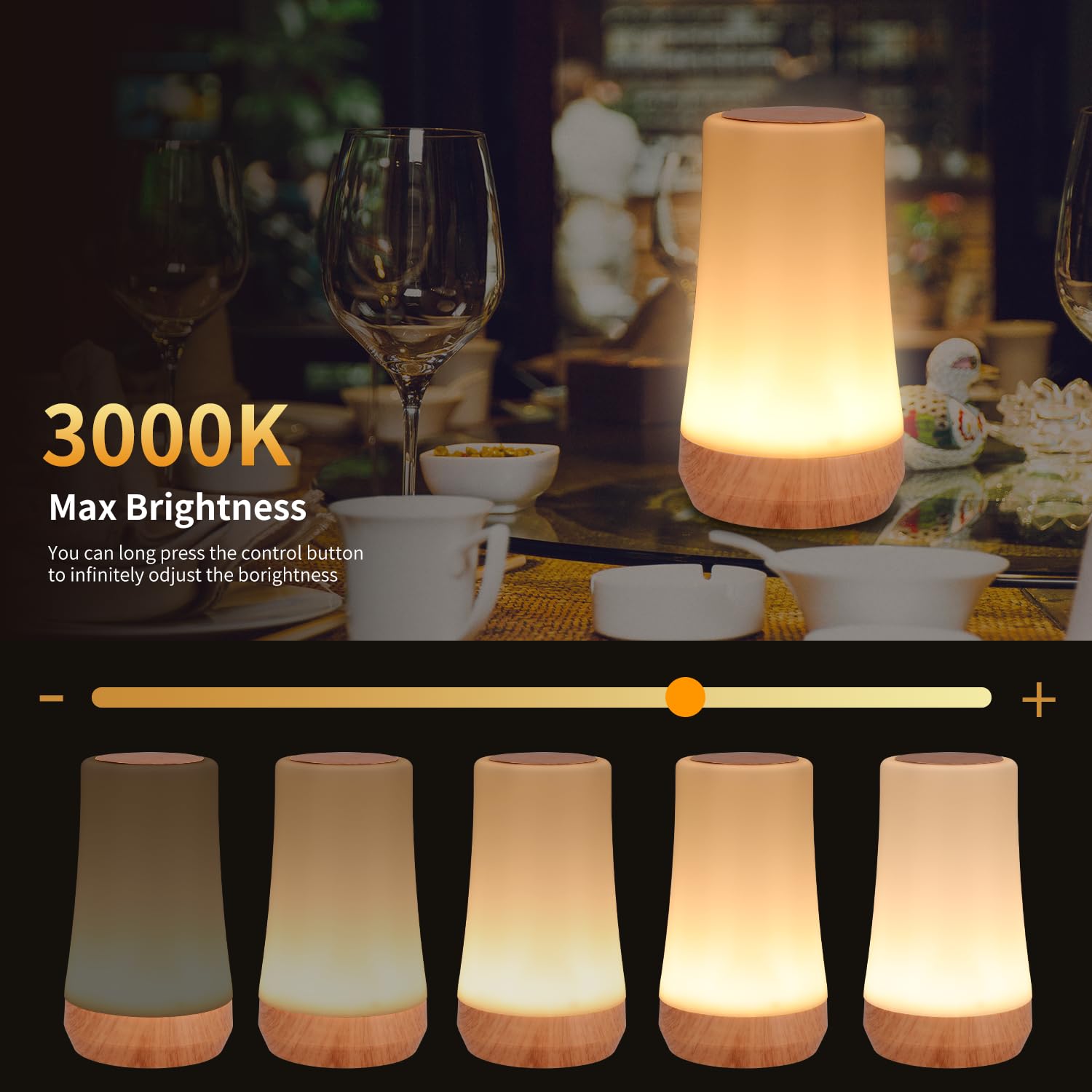Oorun Touch Bedside Table Lamp,13 Rgb Colors & 5 Brightness, Usb Rechargeable Desk Lamp, Remote Control Dimmable Light With Rgb
