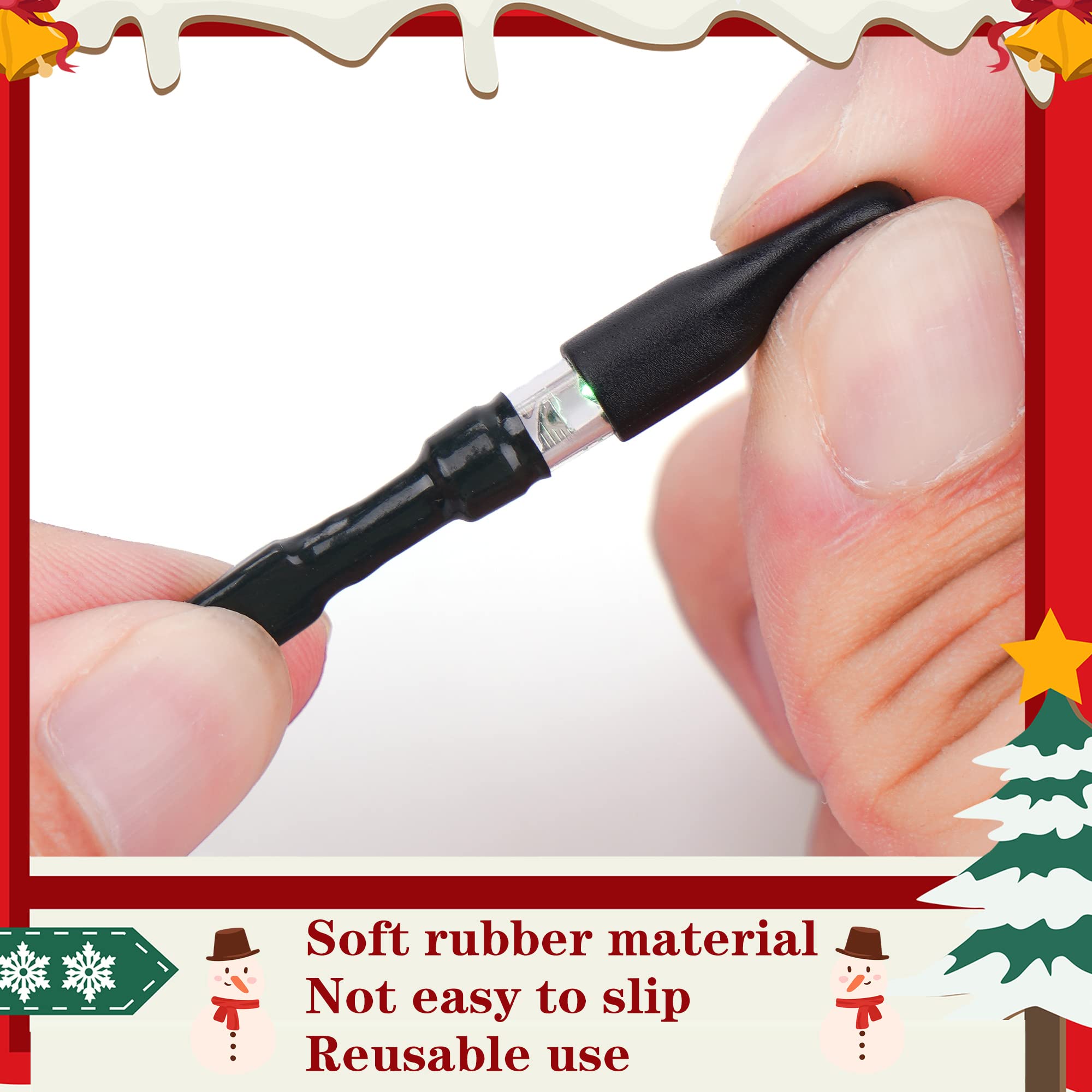 WBCBEC 150PCS No Glow Rubber Caps for 5mm LED String Lights, Black