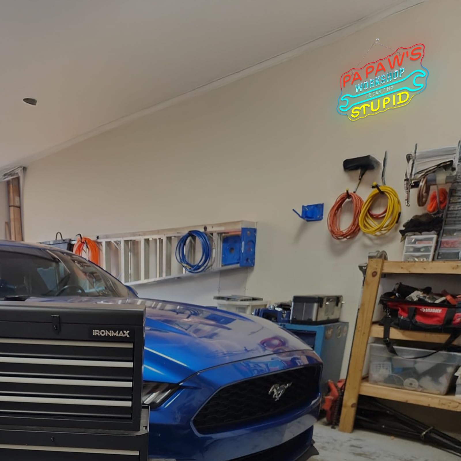 Workshop Neon Sign Garage Neon Signs For Wall Decor Wrench Led Lights He Cant Fix Stupid Light Up For Papas Garage Carport Man Cave Repair Shop Decoration Diy Lovers Gifts