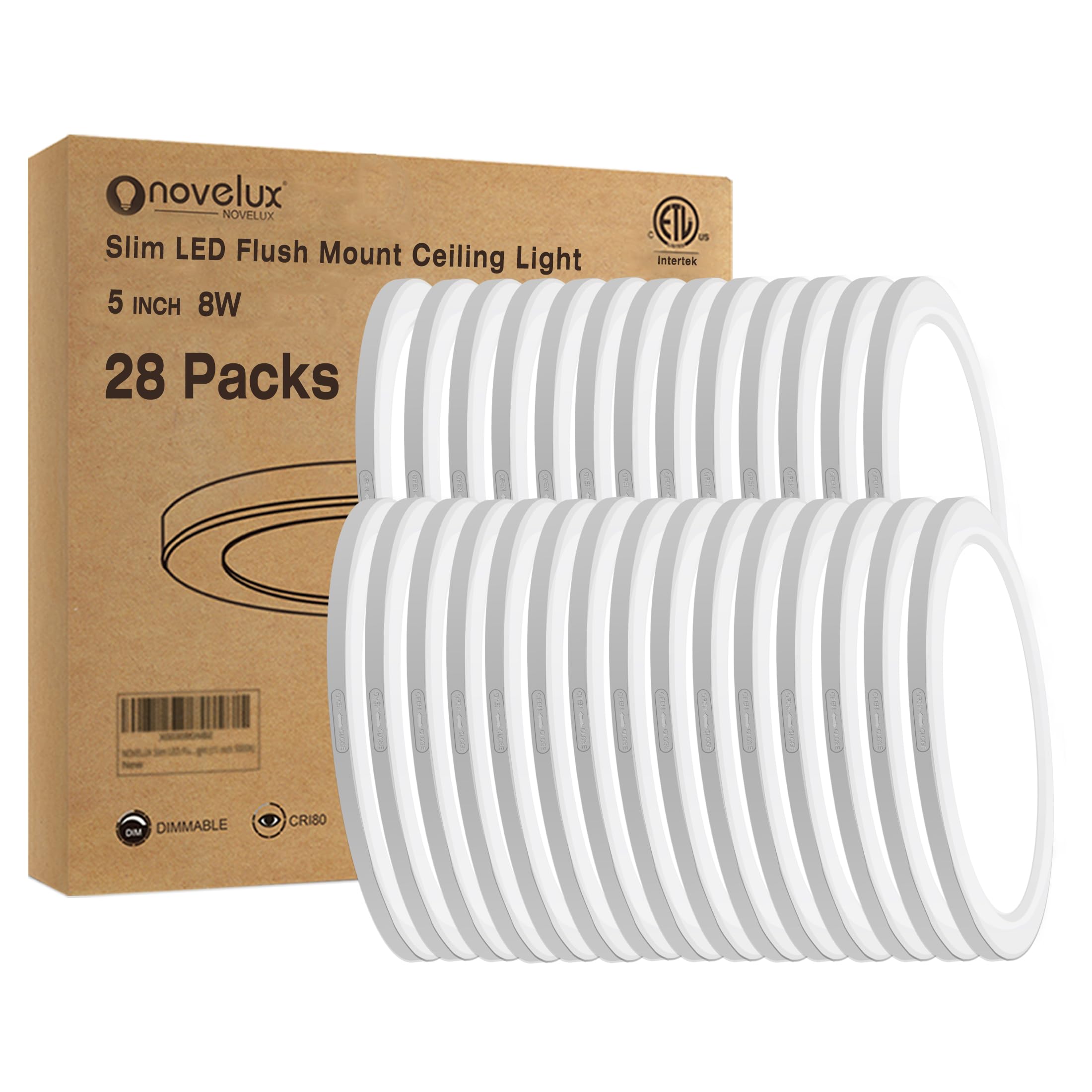 Novelux 5.4'' Flush Mount Ceiling Light Dimmable With Etl Cert, 5000K White Led Ceiling Lights Ultra Thin Round Overhead Light F