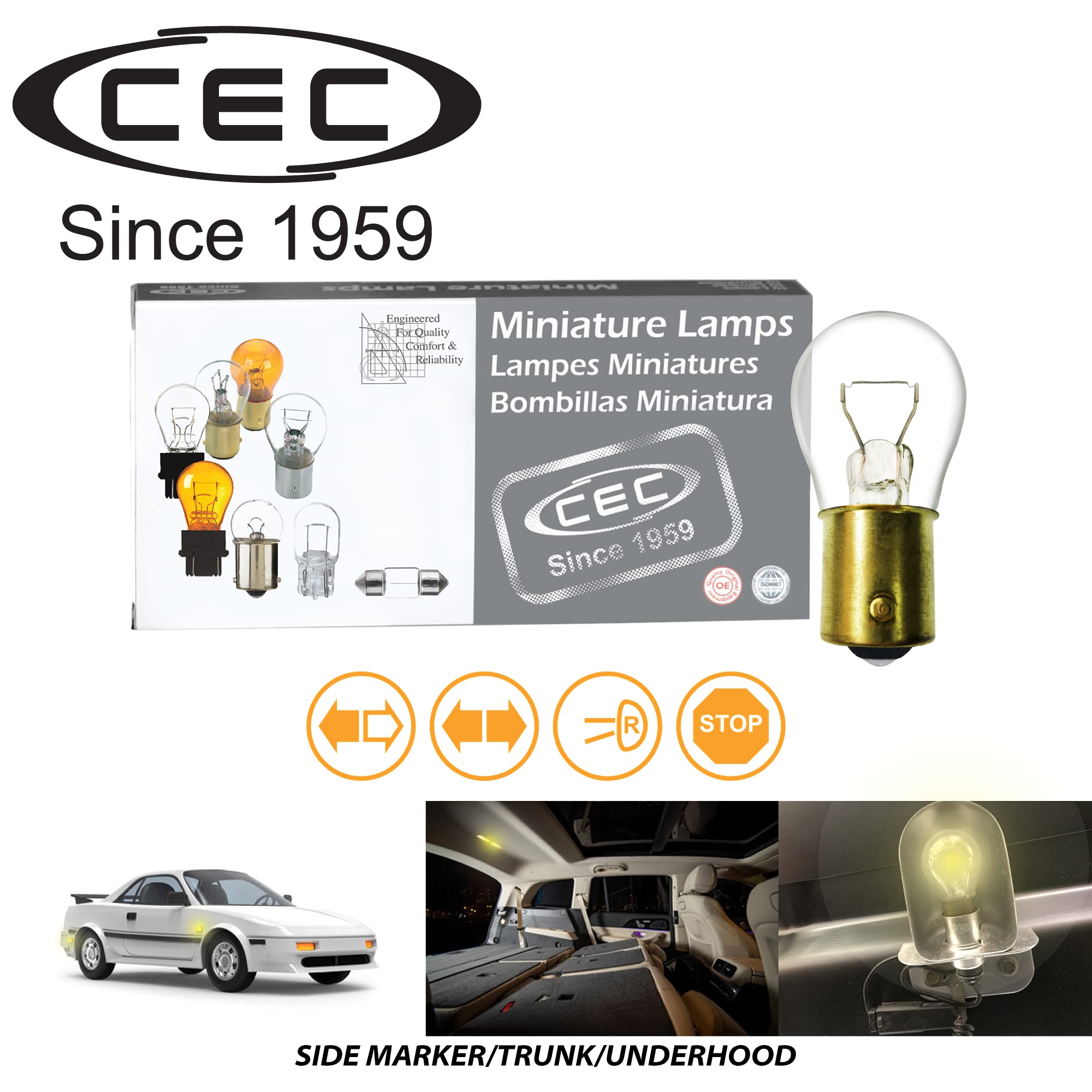 CEC Industries 93 Bulb, S8 Shape, Warm White Light, 12.8V, 13.3W, 10 Count