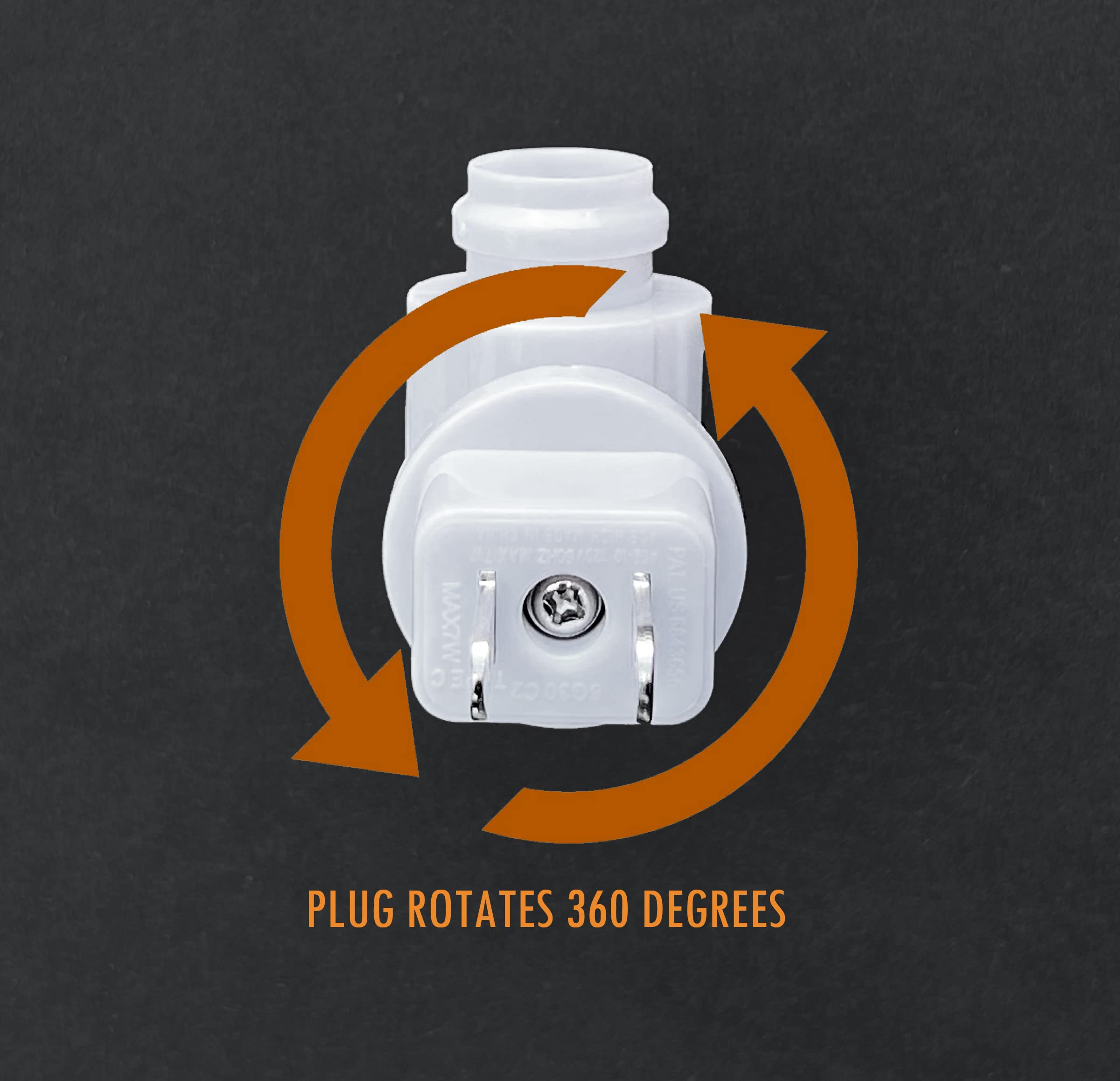 The Porcelain Garden White Rotating Night Light Plug, Swiveling Replacement Plug, 120V, E12, For Diy Night Light Projects