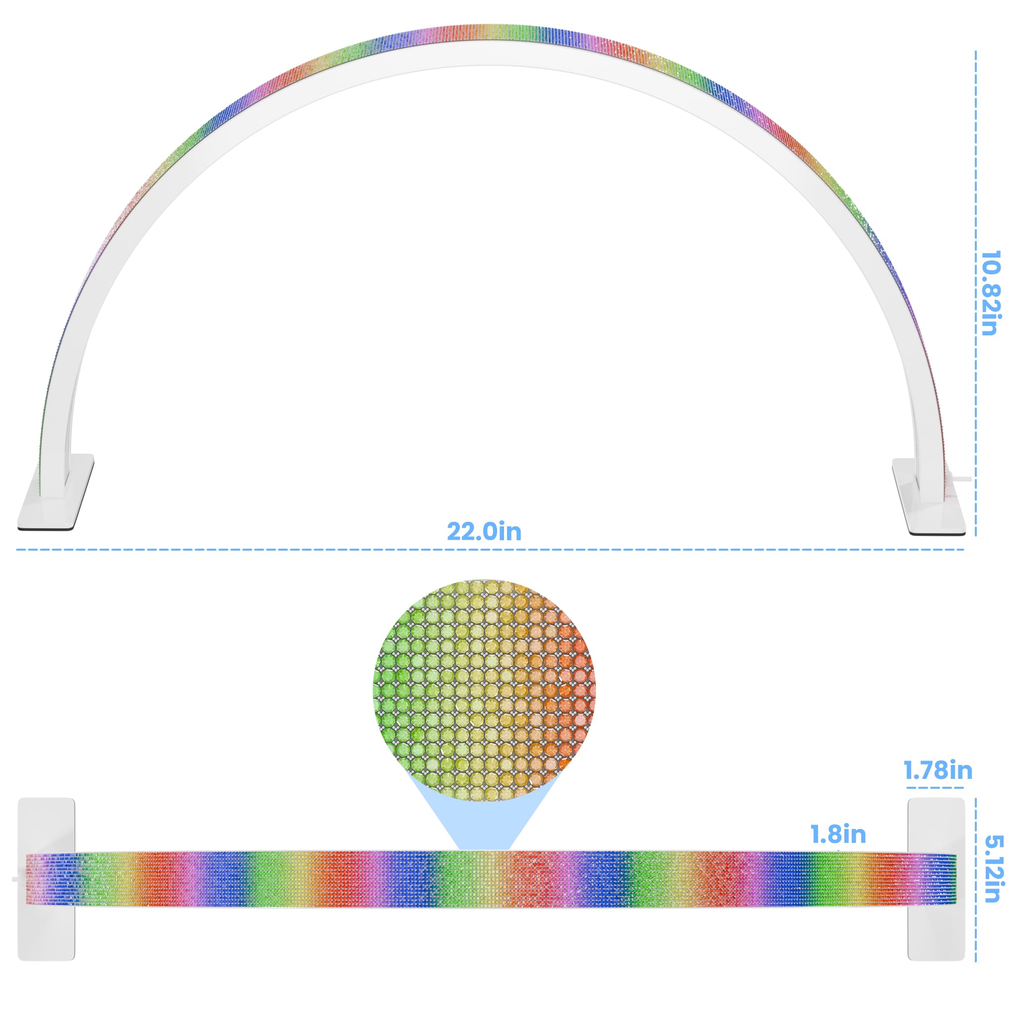 Gelpal Half Moon Light For Nail Desk, 22'' 48W Professionals Led Mascara Light, Desk Lamp For Lash Eyelash Extension, Makeup Lam