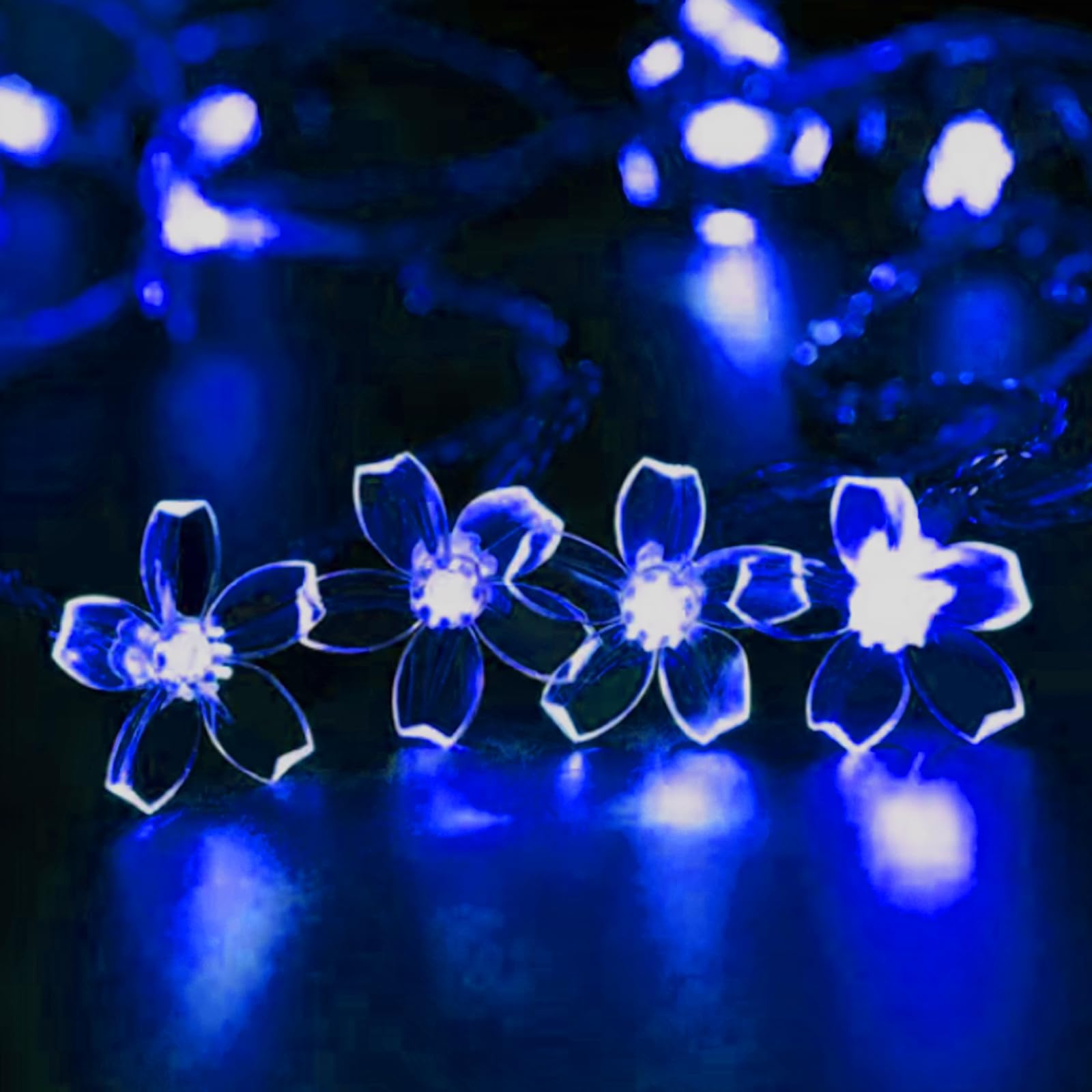 JACUXLSS 100 LED Light Up Flowers String Lights for Bedroom Romantic Decor, Plug in Fairy Cherry Blossom Tree Wall Hanging Indoo