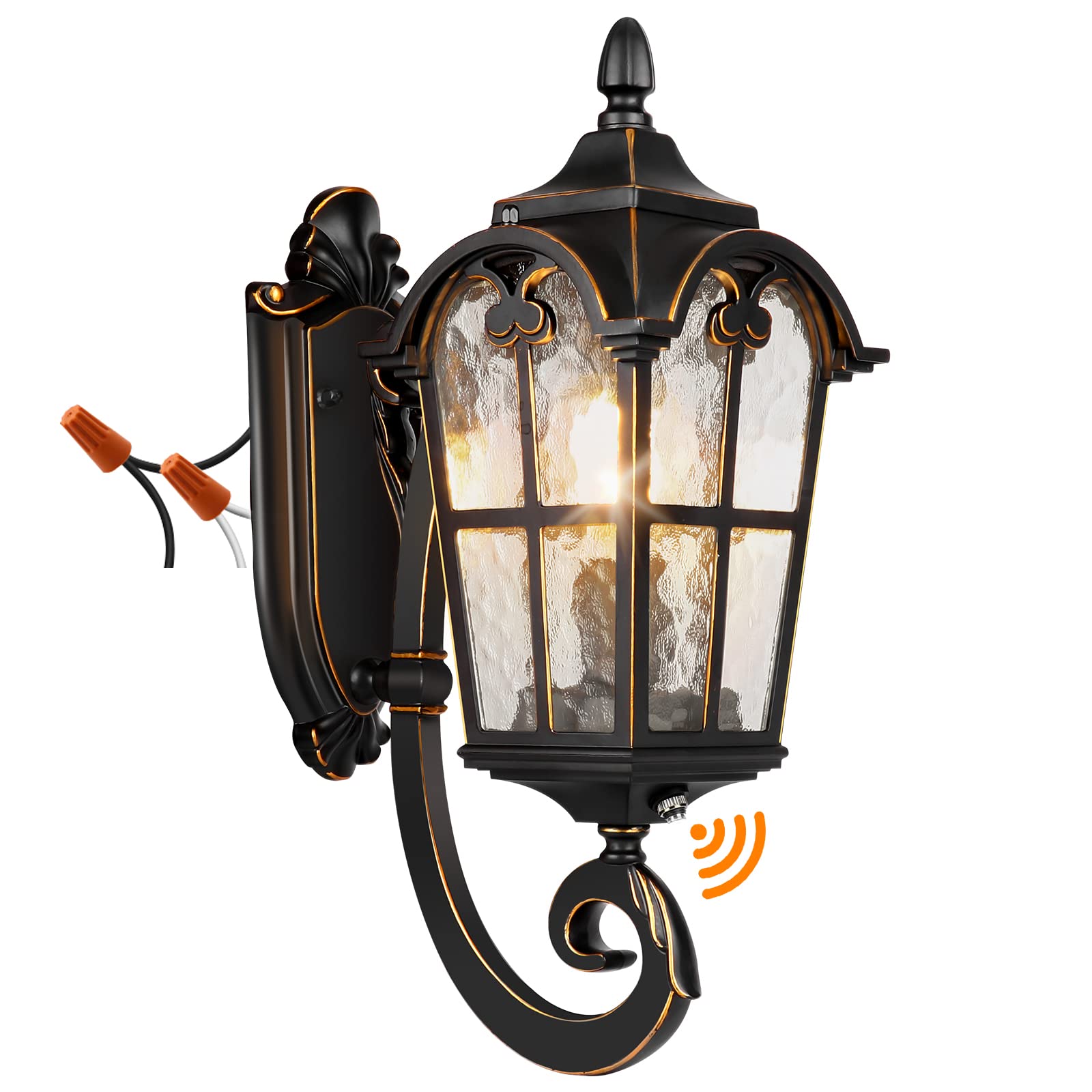 Black Roman Outdoor Light Fixture, 17.7H Dusk To Dawn Outdoor Lighting Wall Light, Waterproof Outside Porch Light Wall Sconce, E