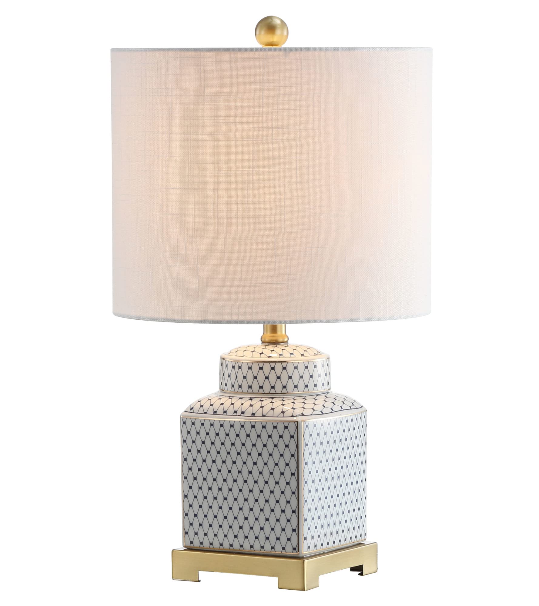 JONATHAN Y Cleo Ceramic/Metal LED Table Lamp 21.5in White/Navy Model JYL3043A for Bedroom, Living Room, Office, College Dorm