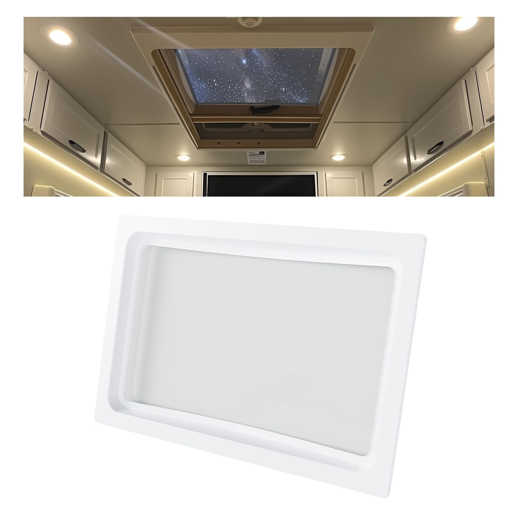 HECASA RV Skylight Inner Dome Replacement Cover - 14in x 22in - Clear Plastic - Model MO-1428