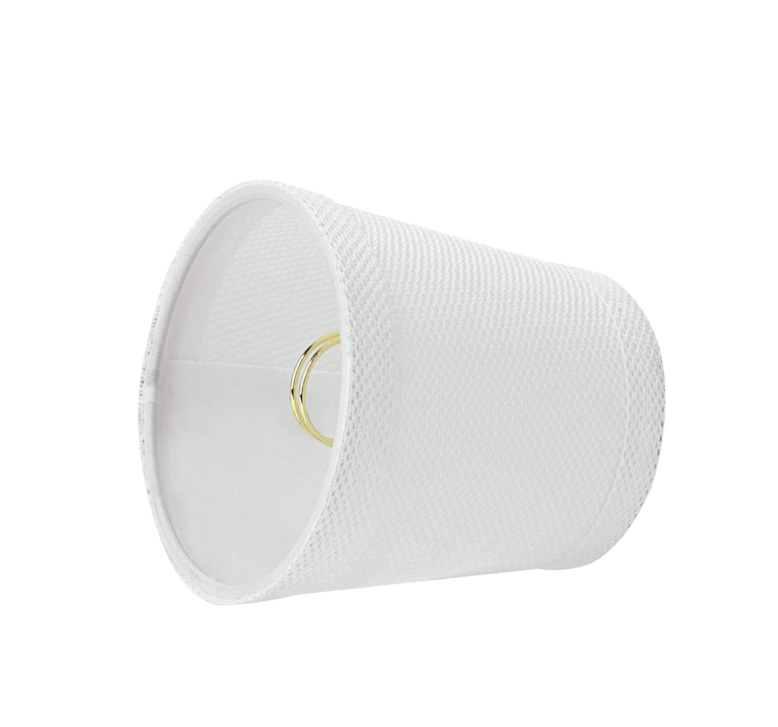 Aspen Creative 32718-2 Small Hardback Empire Shape Chandelier Clip-On Lamp Shade Set (2 Pack), Transitional Design In White, 4&quot; Bottom Width (3&quot; X 4&quot; X 4&quot;)