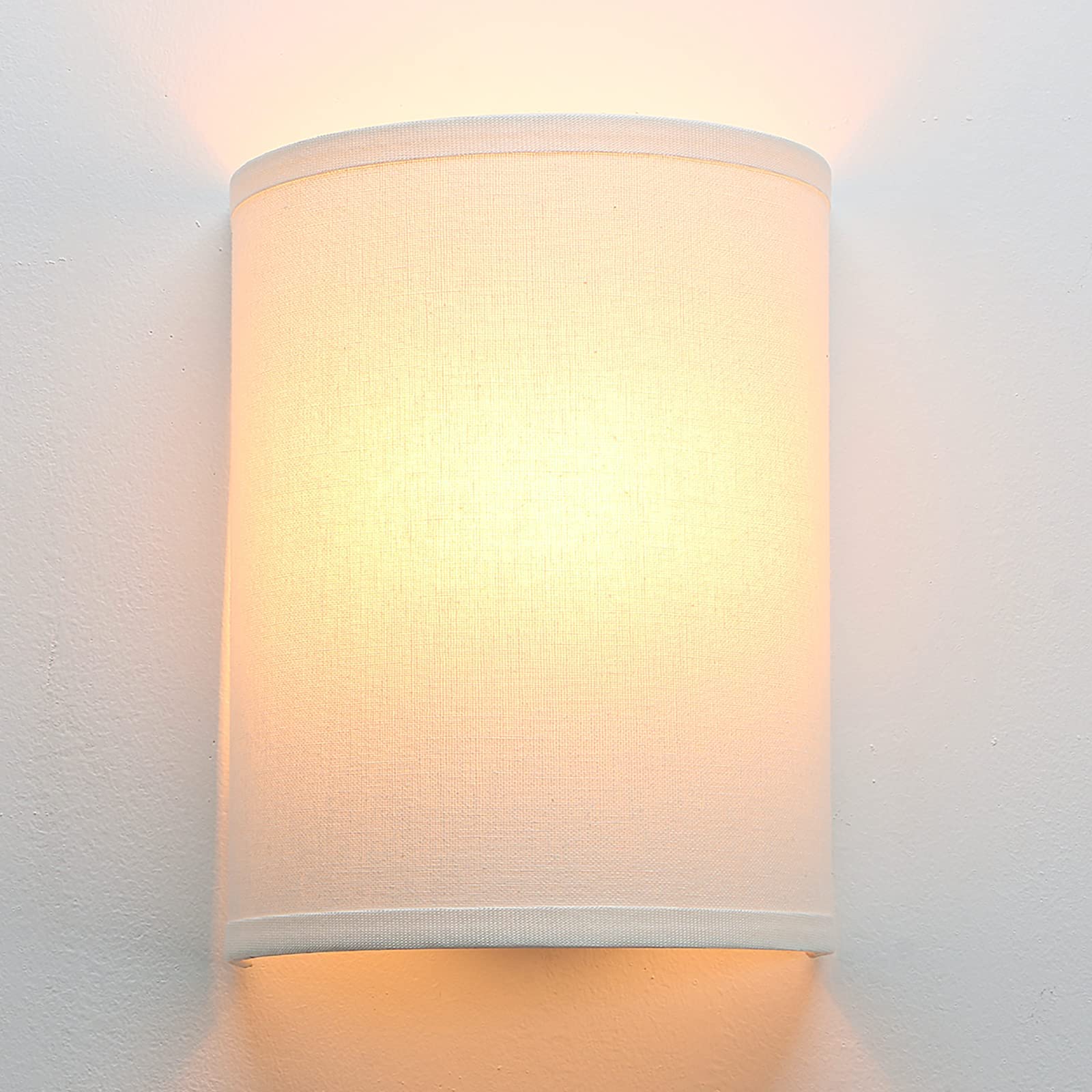 Jimubeam Wall Sconce Lighting White Fabric Decor, Industrial Vintage Night Light Wall Lamp Fixture With Cloth Lampshade For Bedroom Living Room Hallway Corridor