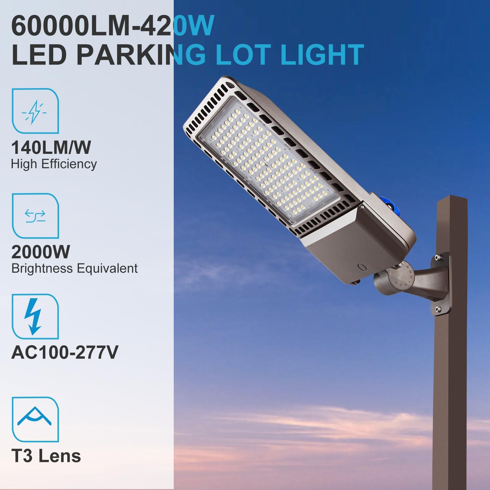 Lightdot LED Parking Lot Light 420W Dusk to Dawn 2-Pack Aluminum Brown LSB-04-A-2P