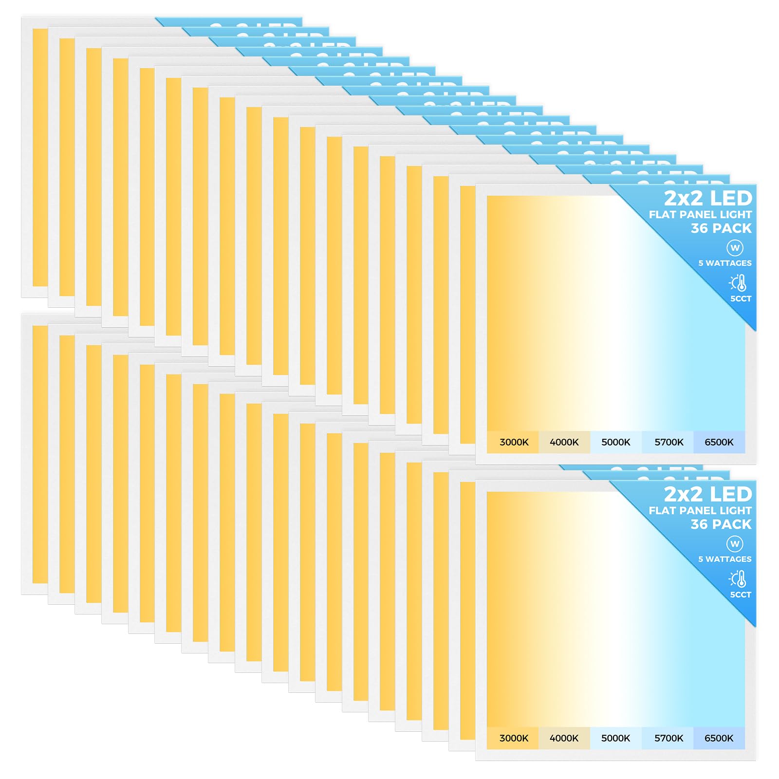 Aikvsxer 36 Pack 2X2 Led Flat Panel Light  Flush Mount Ceiling Light Kitchen Lighting Fixtures Bright 6500Lm 0-10V Dimmable Switchable 3000K/4000K/5000K/5700K/6500K  30W/35W/40W/45W/50W