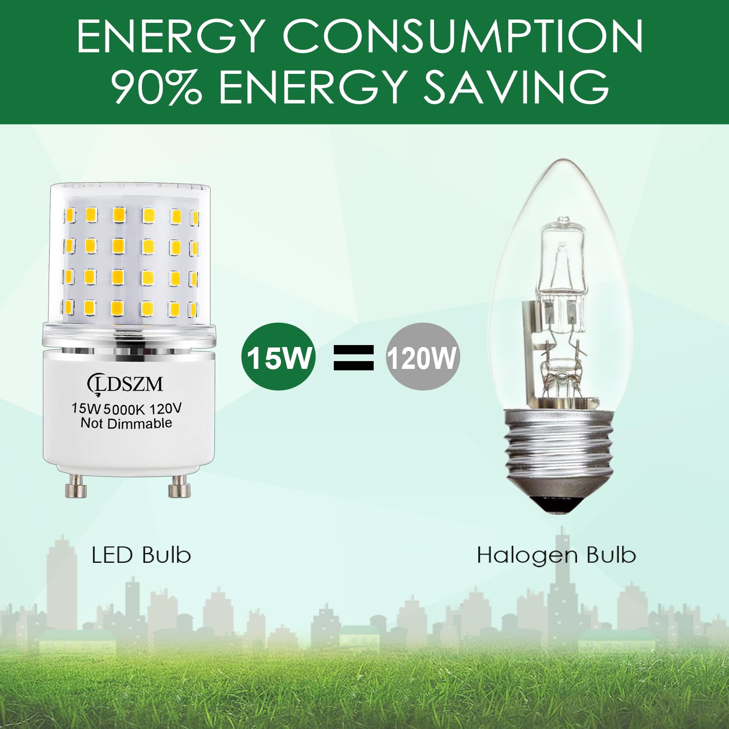 LDSZM GU24 LED Light Bulb 15W Non-Dimmable 1200lm 5000K Daylight, 4-Pack, Aluminum, Model 369-GU24-15