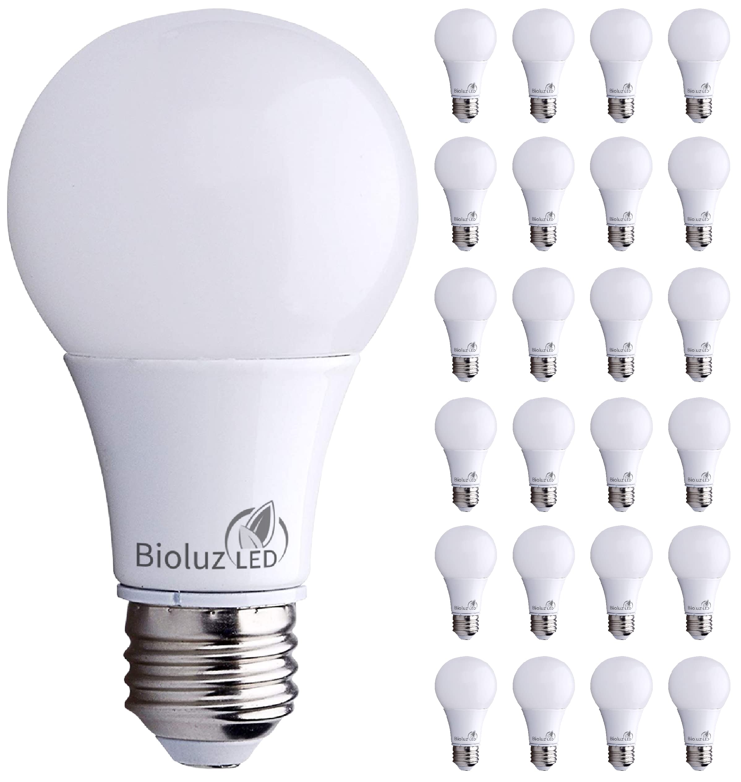 Bioluz LED A19 Light Bulbs 40W Equivalent 2700K Warm White 6W Non-Dimmable 24 Pack Plastic Lens