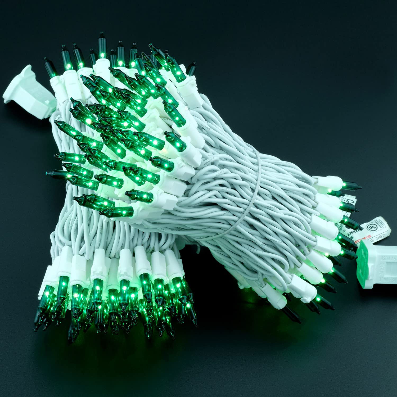 Yuletime Green Christmas Lights, 66Ft 200 Count, Ul Certified, Incandescent Mini Light Set, Model Dds-L-100E/2F, Pack Of 2 Sets