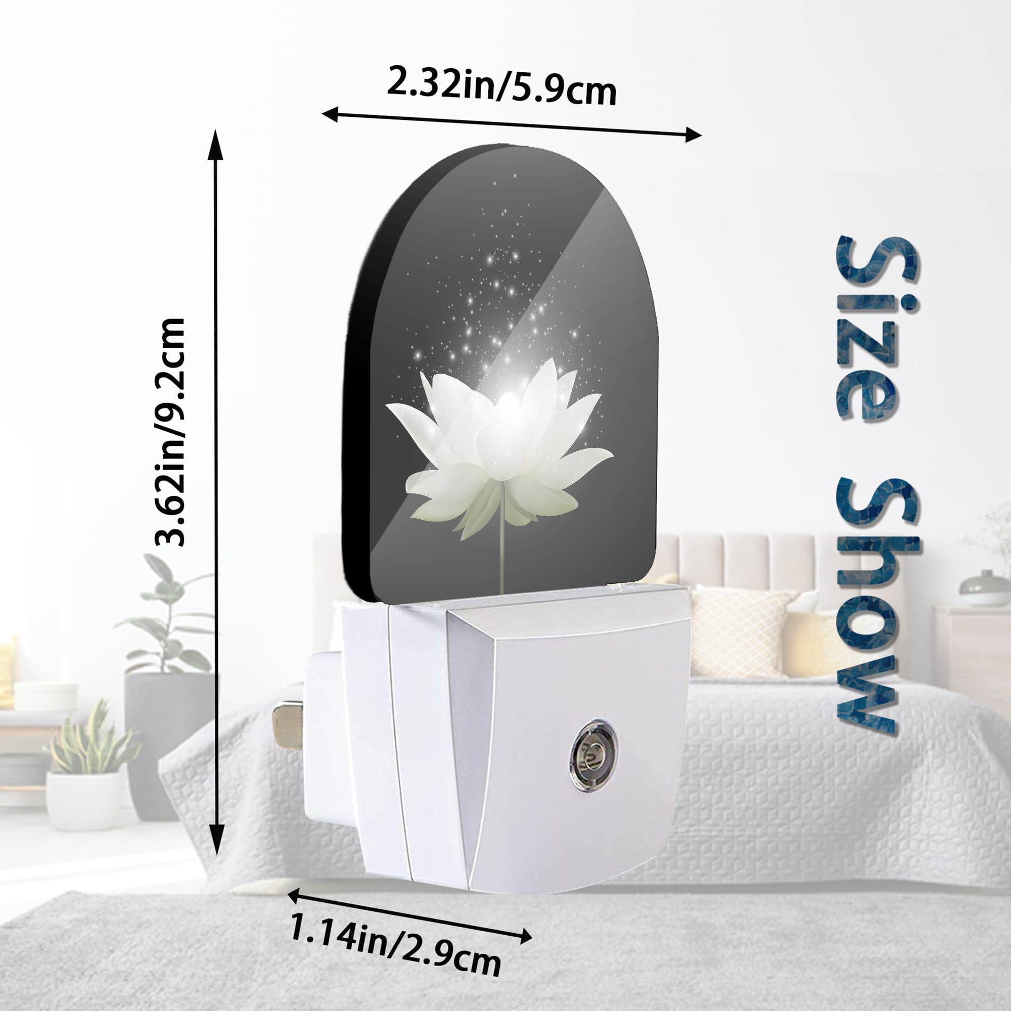 Axxitude Magic White Lotus Flower Night Lights Plug Into Wall For Girls Boys Room,Night Light Led Lamp Dusk To Dawn Sensor Round