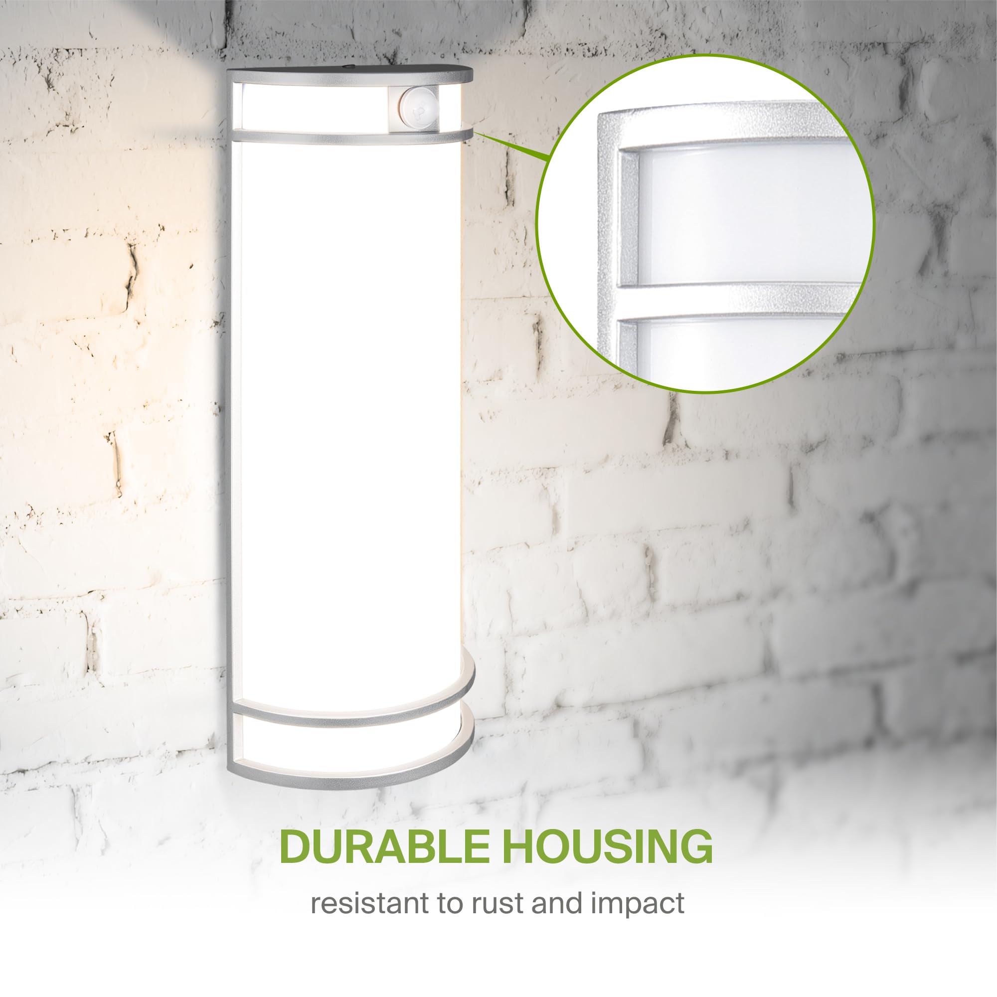 Asd 18 Inch Led Outdoor Wall Mount Light Fixture With Motion Sensor - Brushed Nickel Wall Sconce Lighting - 20W 120-277V 3000K 4