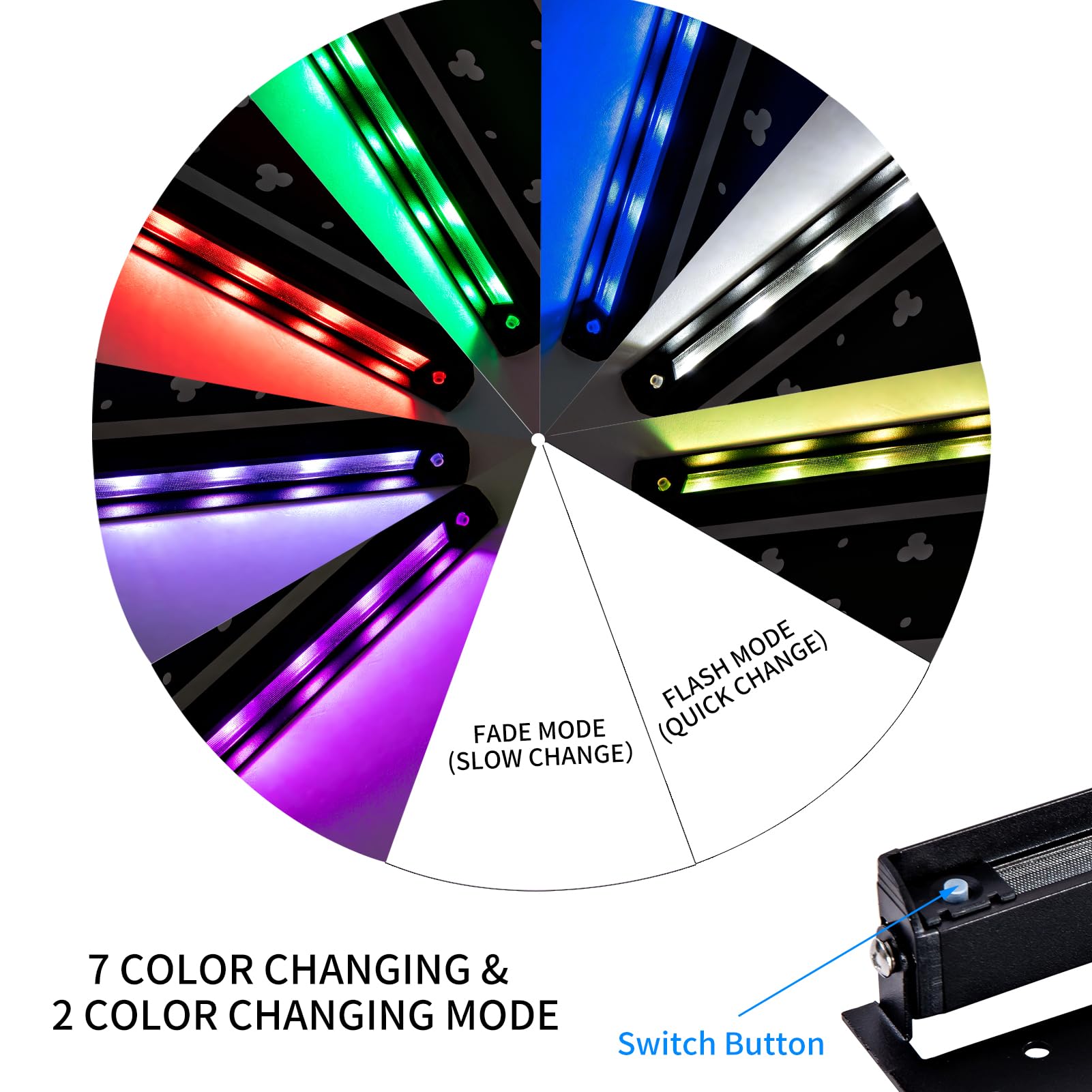 Lecotresy RGBW LED Hardscape Lighting, 7inch, 12V AC/DC, 3W, 4 Pack, Color Changing, Aluminum, Model LECO-RGB-