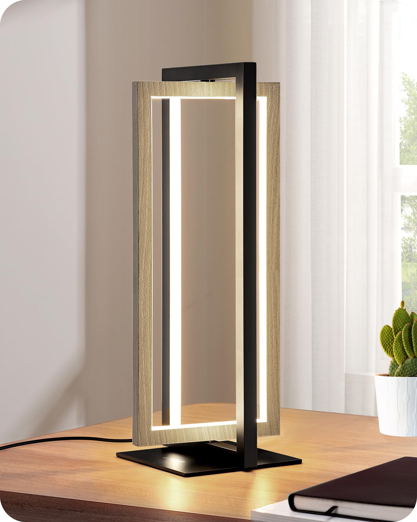 EDISHINE LED Table Lamp, Stepless Dimmable Bedside Lamp, MAX 750LM, 3 Color Temperature, Switch Control Minimalist Nightstand La