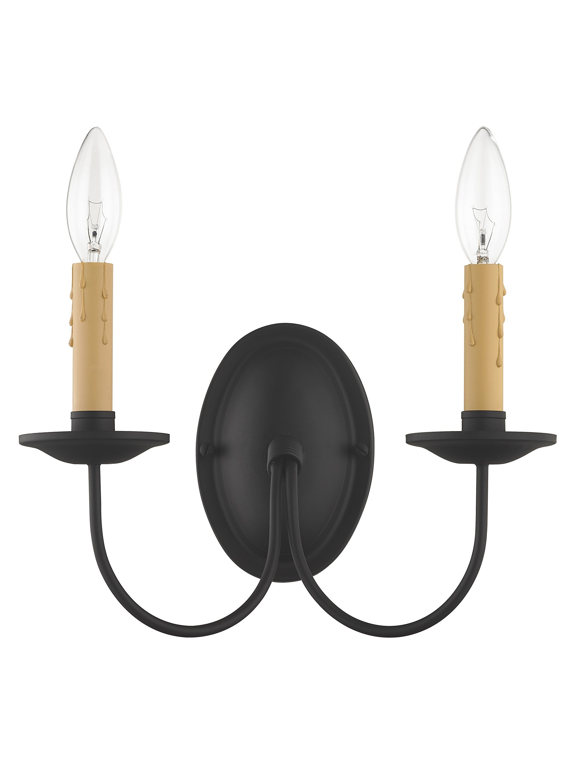 Livex Lighting Heritage 2 Light Wall Sconce, Black, Alloy Steel, Model 4452-04