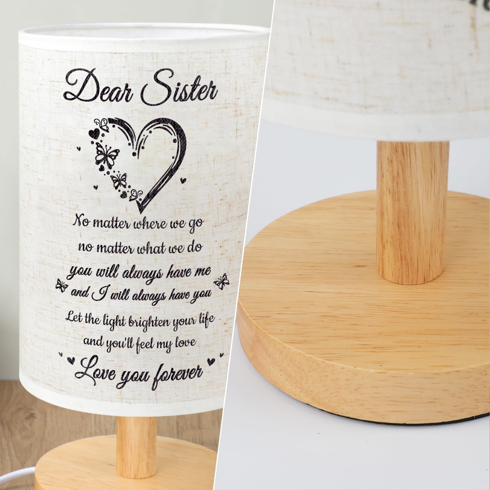 Souhoney Sister Birthday Gifts, Unique Sister Gifts From Sister, Fabric Bedside Lamp Sister Gifts From Sister For Christmas Grad