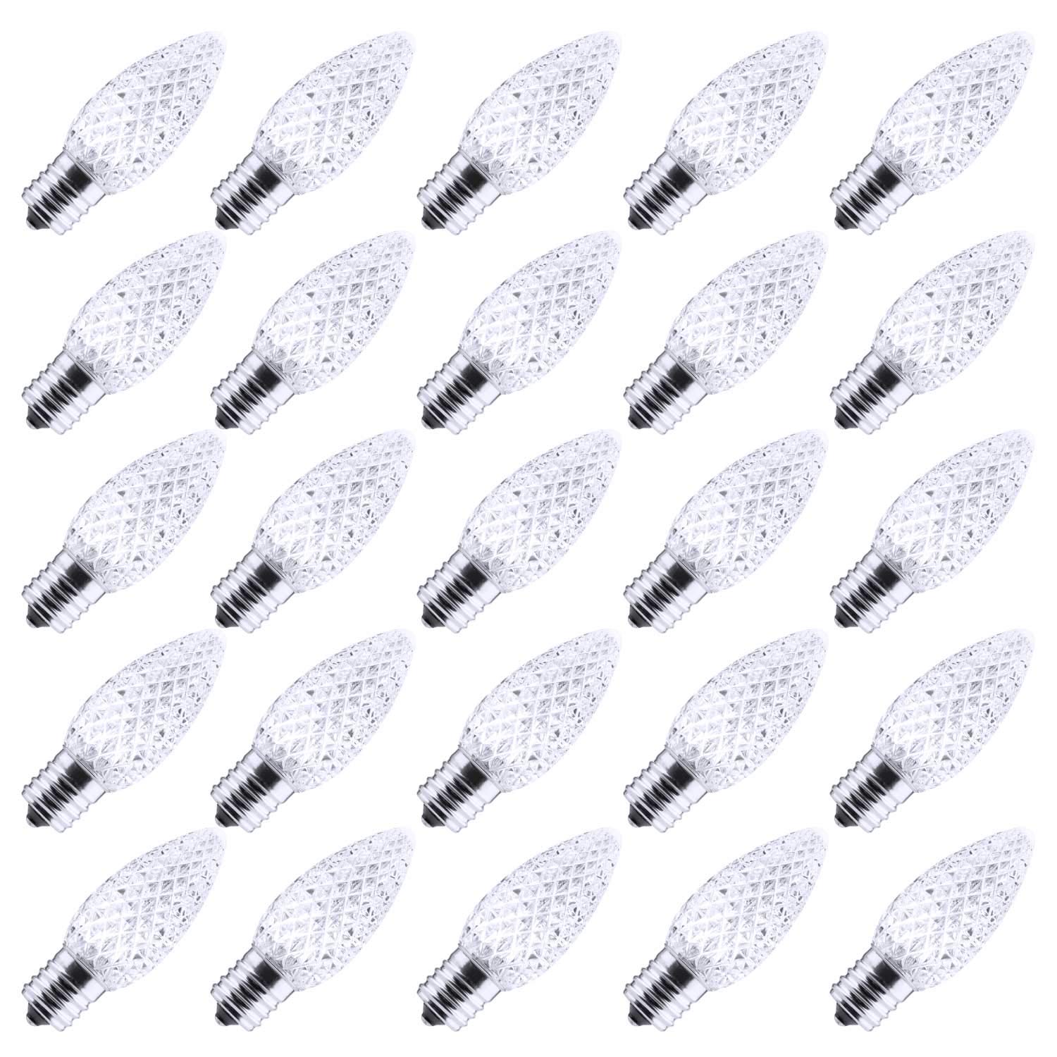 Brightown 50 Pack C9 Led Replacement Christmas Light Bulb  C9 Shatterproof Led Bulb for Christmas String Light  E17 Intermediate Base  Commercial Grade Dimmable Bulbs  Cool White