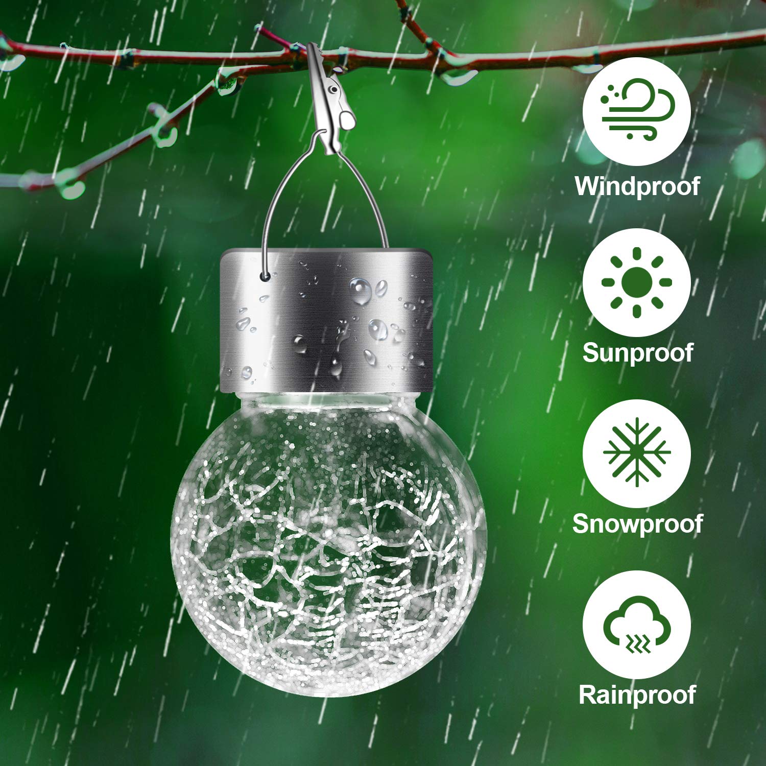 PARTPHONER Solar Lights Outdoor Hanging Globe 24 Pack, Waterproof Glass Ball Lanterns, Cold White, Model YSSO001ASO
