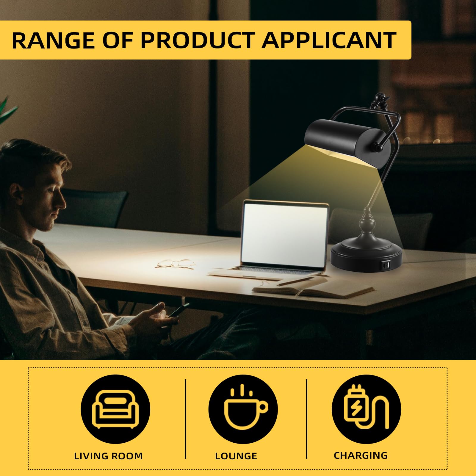 Conca Classic Antique Touch Adjustable Led Desk Lamp, Bank Lamp, Piano Lamp, Eye Protection Table Lamp With Output Charging Port