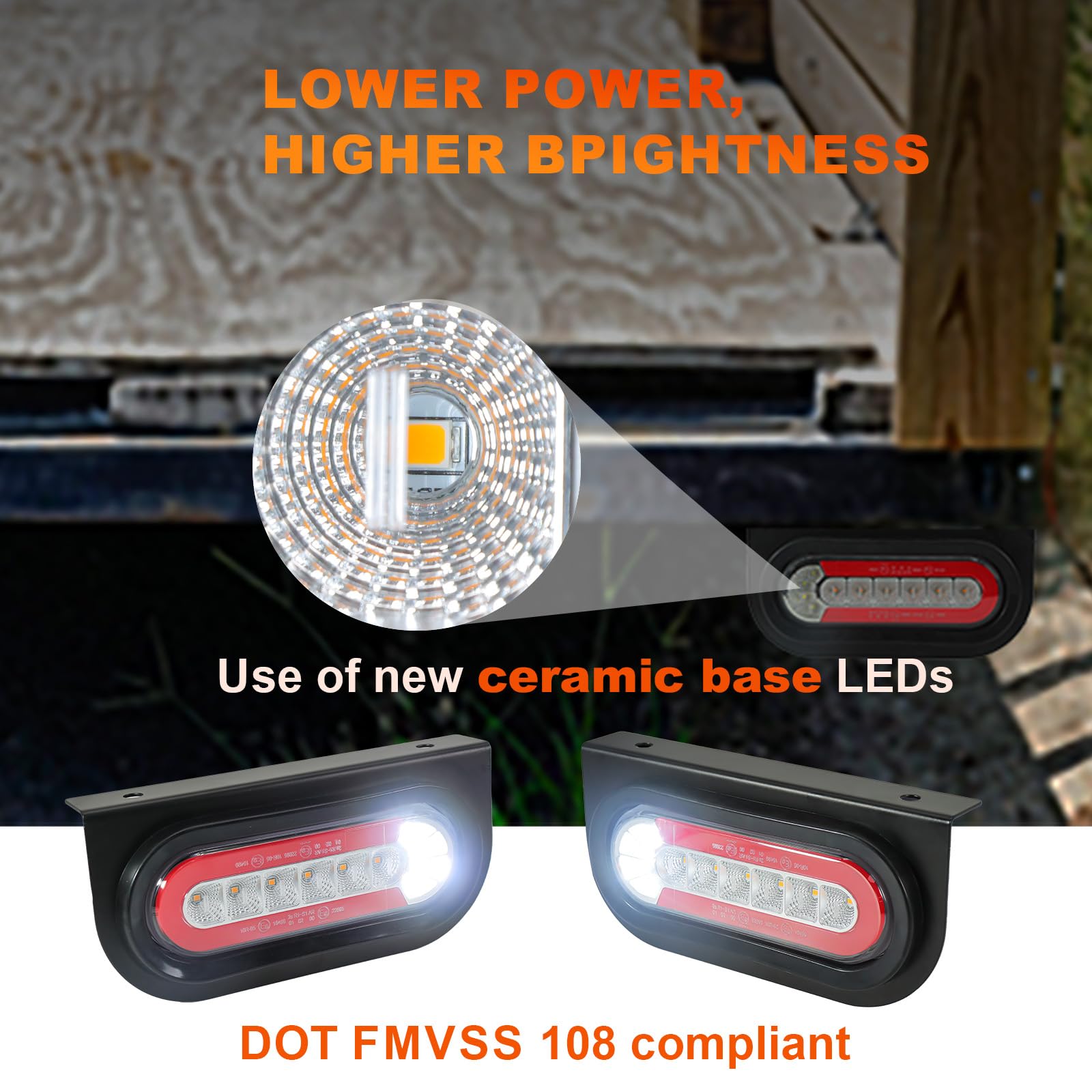 Agrieyes Trailer Lights With Bracket, Oval Led Trailer Lights With Sequential Turn Signal, Tail, Brake, Reverse, Submersible Boat Trailer Light Kit For Trucks, Tractor, Utility Trailer, Rv, Caravan