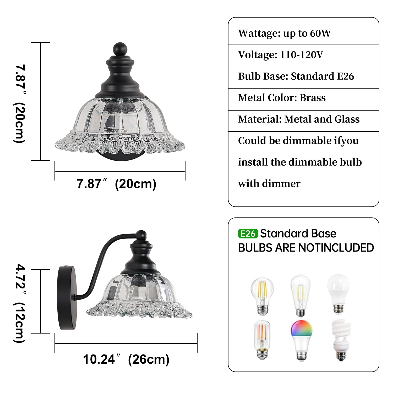 Xiedun Vanity Light Black Wall Sconces Farmhouse Bathroom Sconces