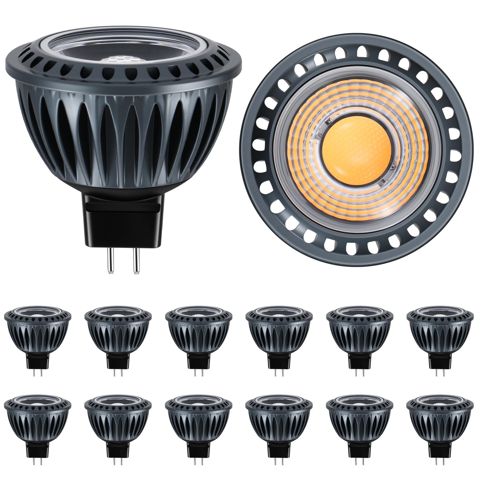Gardencoin Mr16 Led Light Blub  5W 2700K Warm White 450 Lumens Dimmable  Aluminum Housing  Low Voltage 12V Input Gu5.3 Bi-Pin Light Bulbs For Landscape &Accent Lighting  Indoor/Outdoor Use 12-Pack