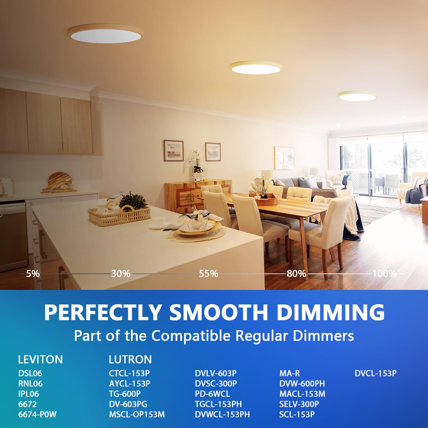 LVWIT 12 Inch LED Ceiling Light Flush Mount, 5CCT Dimmable, Plastic, White, Model JM-TH300DL