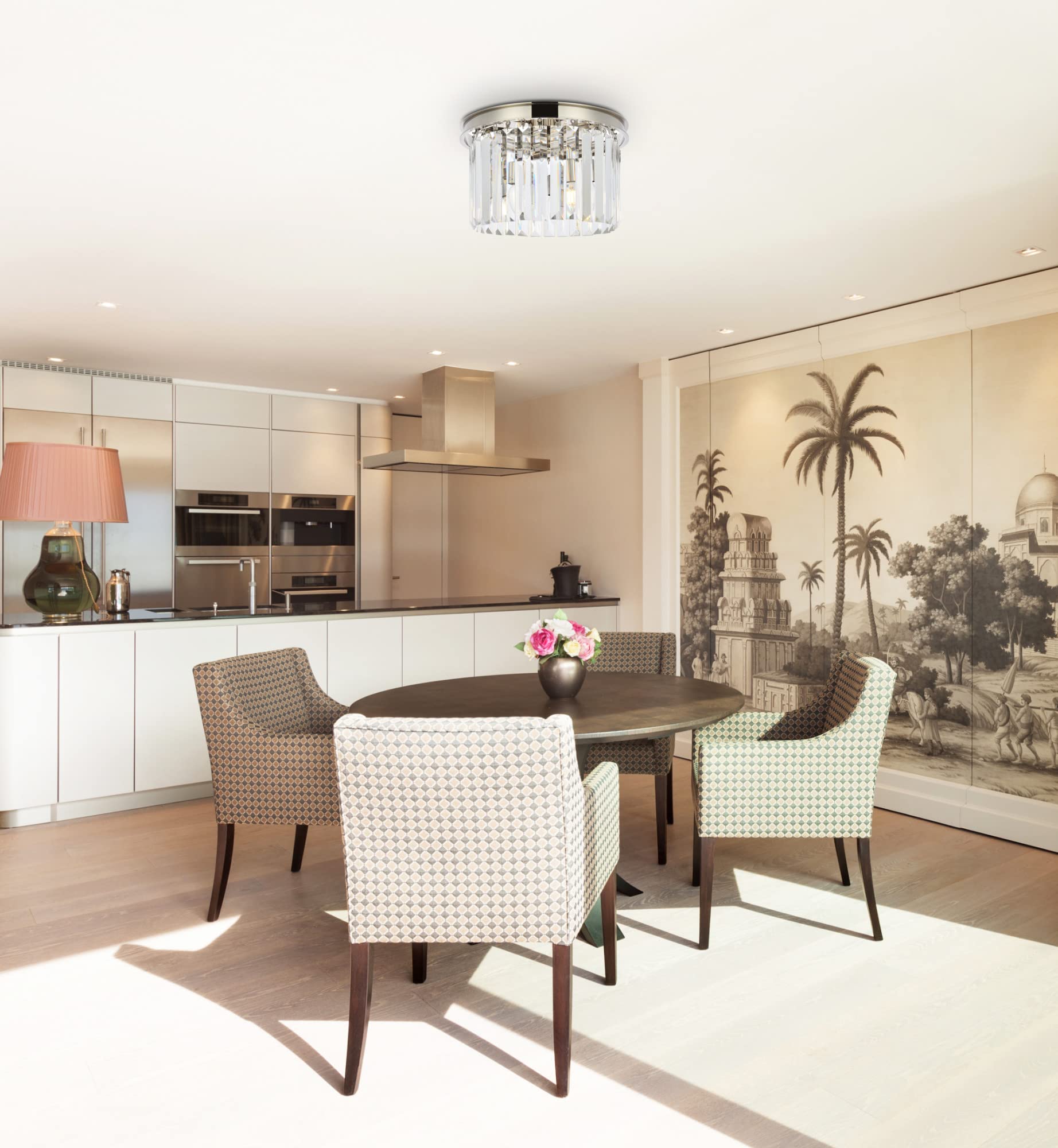 Elegant Lighting Sydney 3-Light Flush Mount - Matte Black Metal Royal Cut Ceiling Light