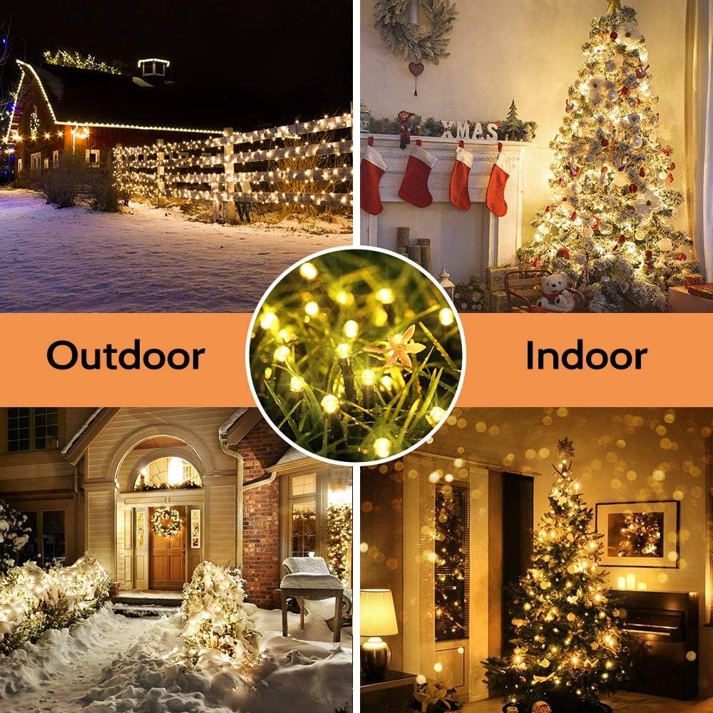 3Pack 99Ft 300Led Battery Operated Fairy Lights With Remote, Waterproof Battery Christmas String Lights With Timer, Twinkle Lights For Bedroom Christmas Decorations (Warm White)