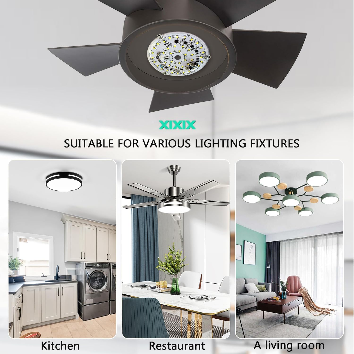 Xixix 3.93'' Ceiling Fan Led Light Retrofit Kit 120V 18W, Led Light Kit For Ceiling Fan,Ceiling Light Led Replacement Panel Pcb,