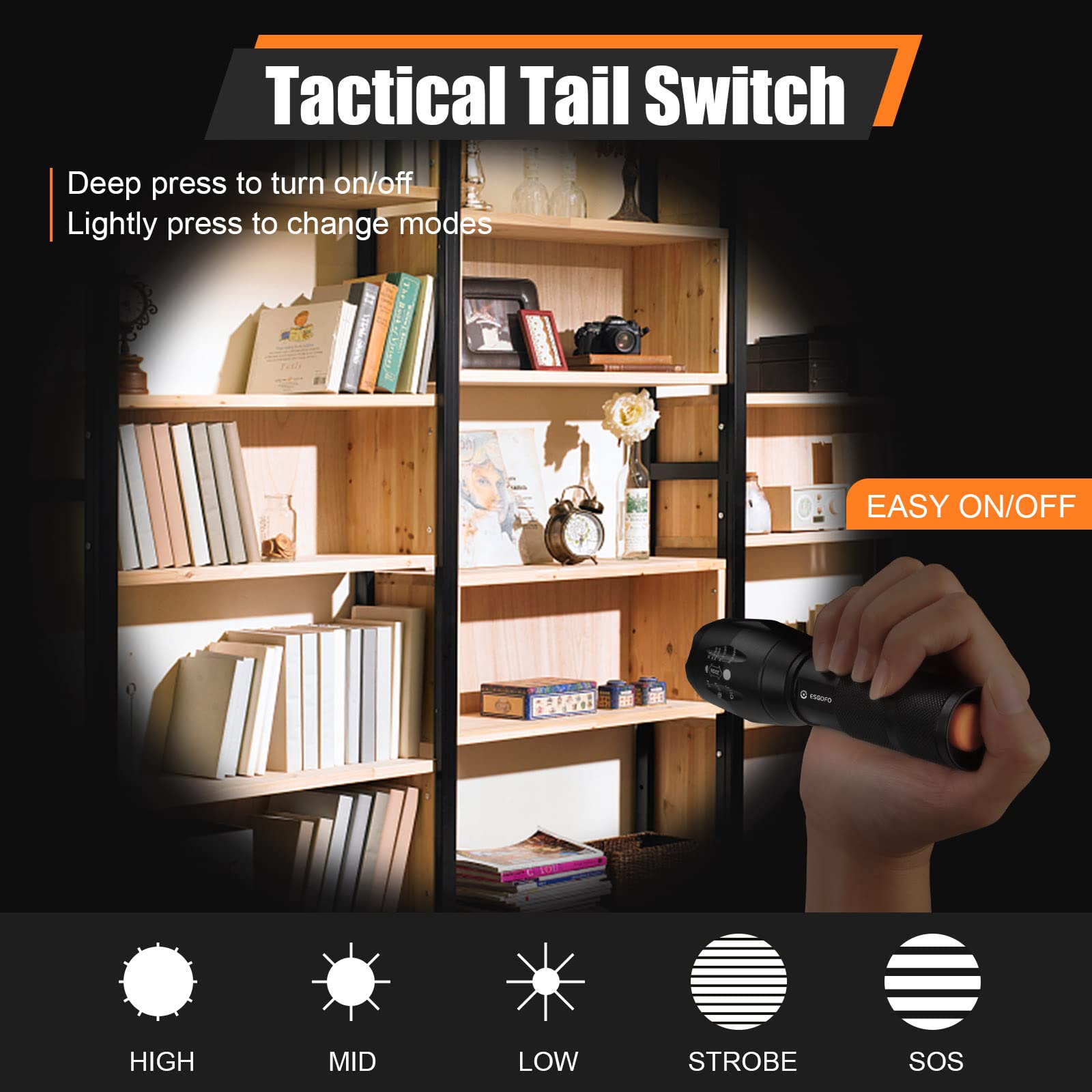 Esgofo Led Flashlights 2 Pack Bright Powerful Edc 3000 Lumen Handheld Flash Lights, High Lumens Pocket Linterna, 5 Modes, Waterp