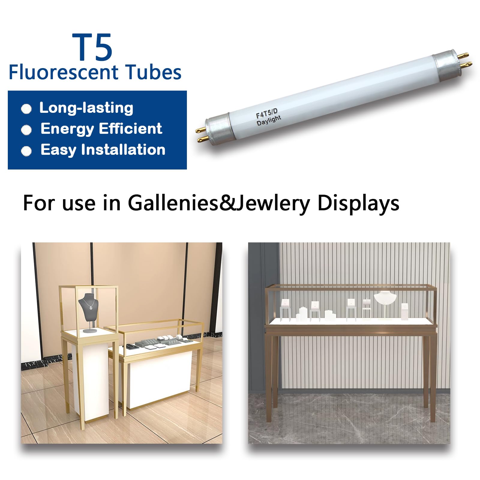 Valoisa F4T5/D Linear Fluorescent Tube 6in T5 4W 6500K Daylight Bulb G5 Base White 4Pack
