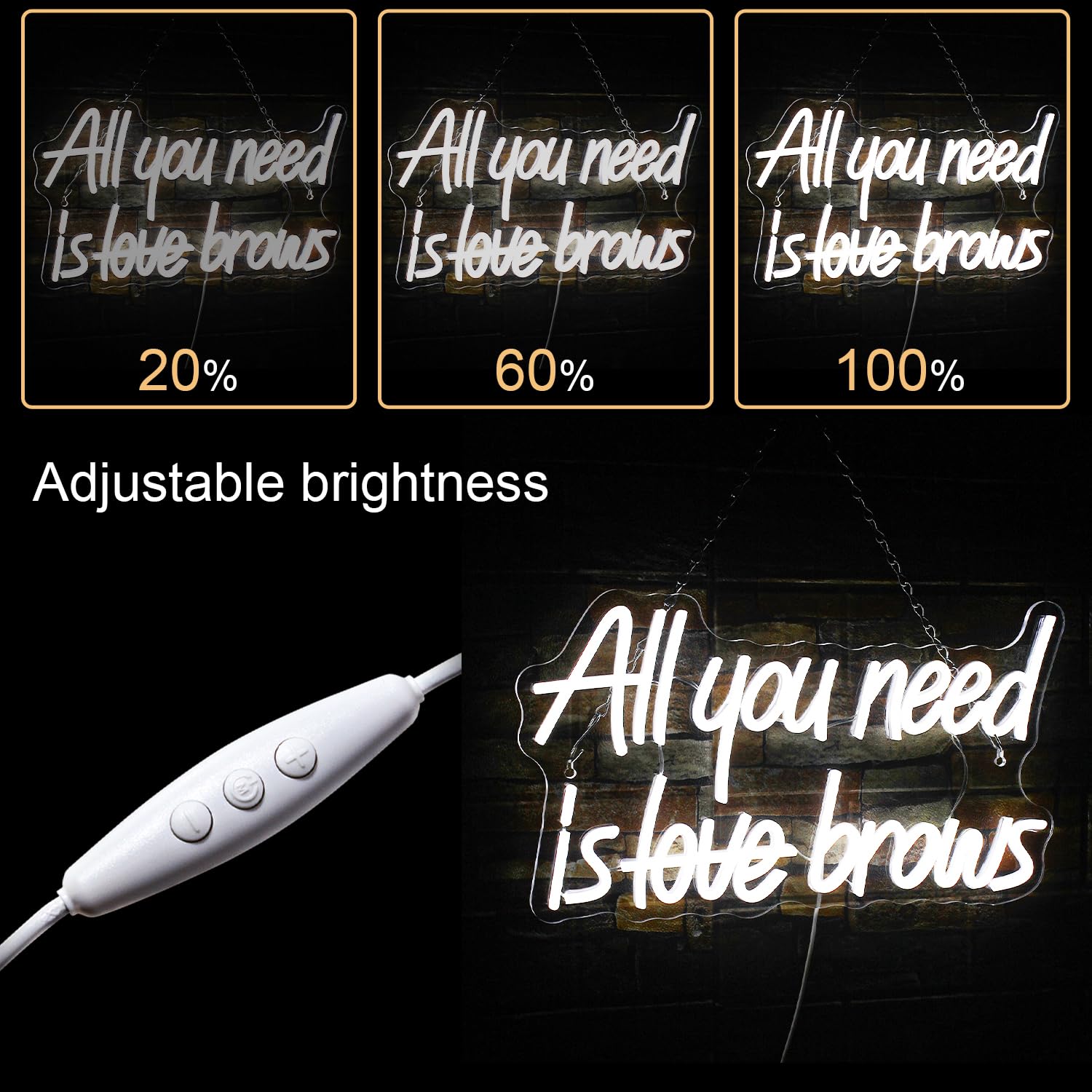 WLHOPE Neon Sign - inAll You Need is Browsin LED Wall Decor for Bedroom, Beauty Shop, and Parties - Acrylic, USB Powered